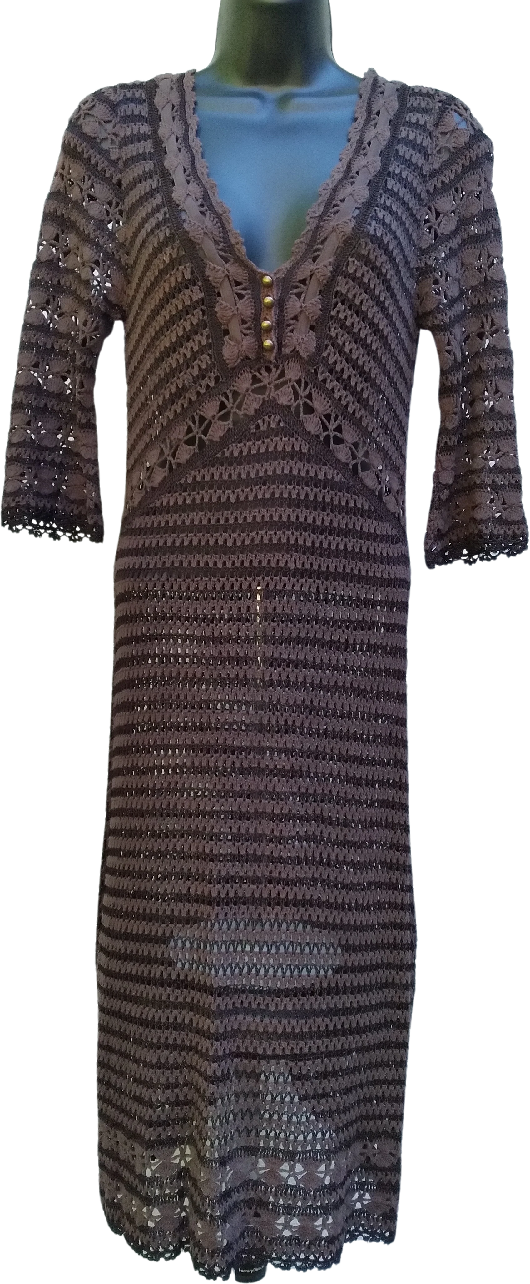 90s 00s Crochet Bodycon Midi Dress By Karen Milland England