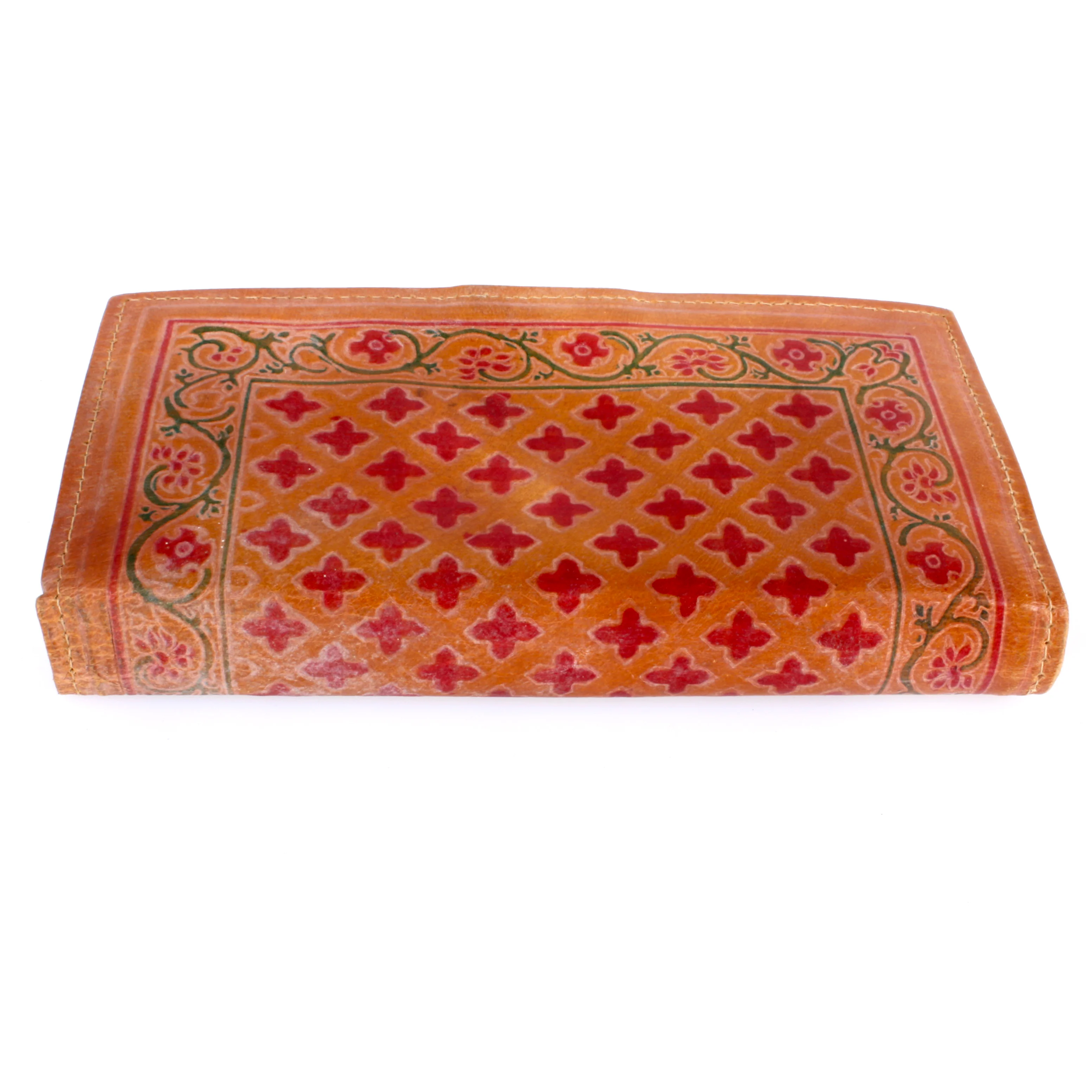 90s/00s Deadstock Painted Tooled Leather Wallet Boho By Rga - Image 4
