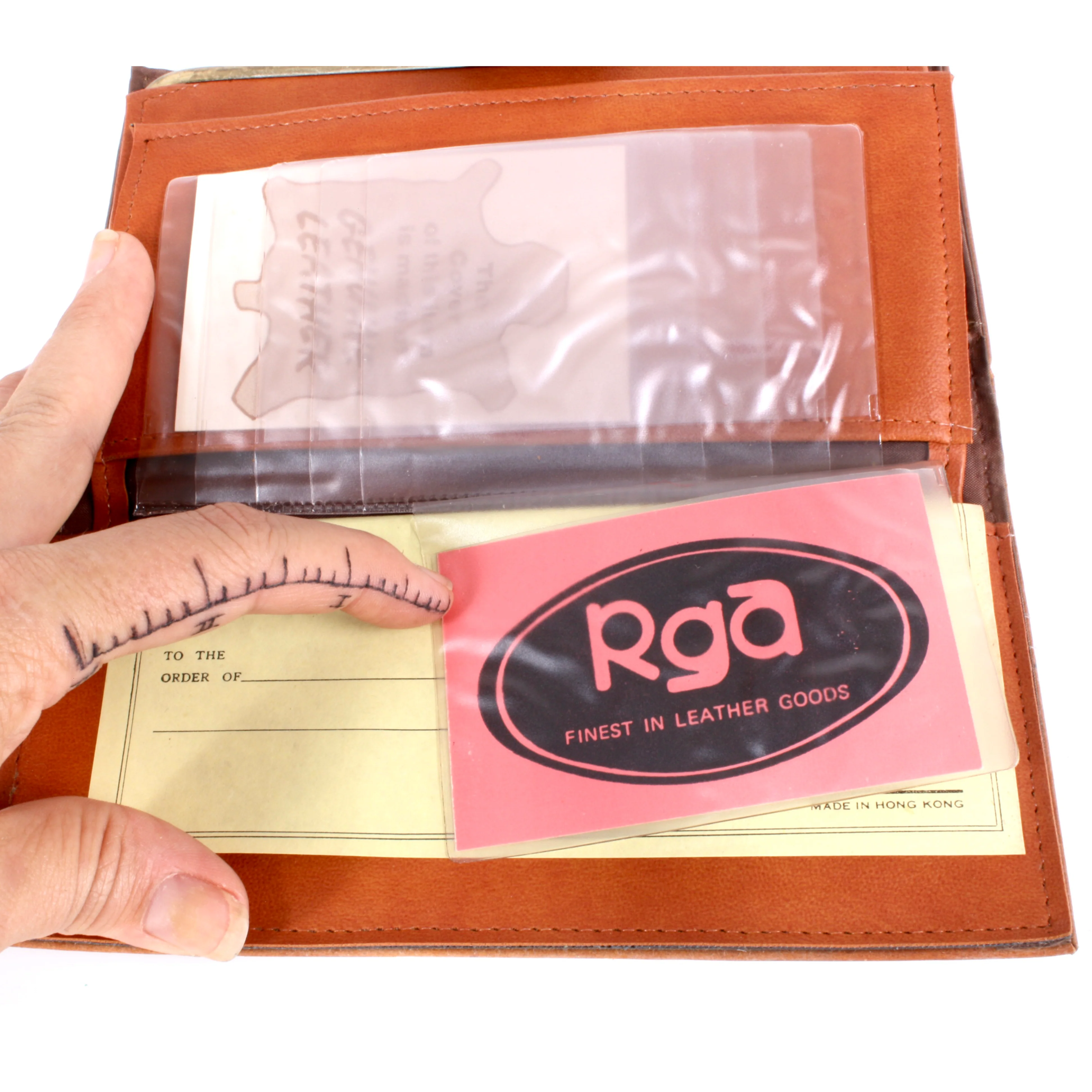 90s/00s Deadstock Painted Tooled Leather Wallet Boho By Rga - Image 5