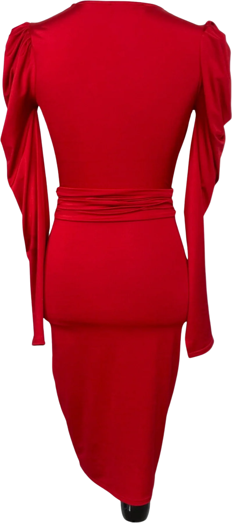 90s/00s Deep V-neck Bodycon Colorful Red Dress By Cameo - Image 2