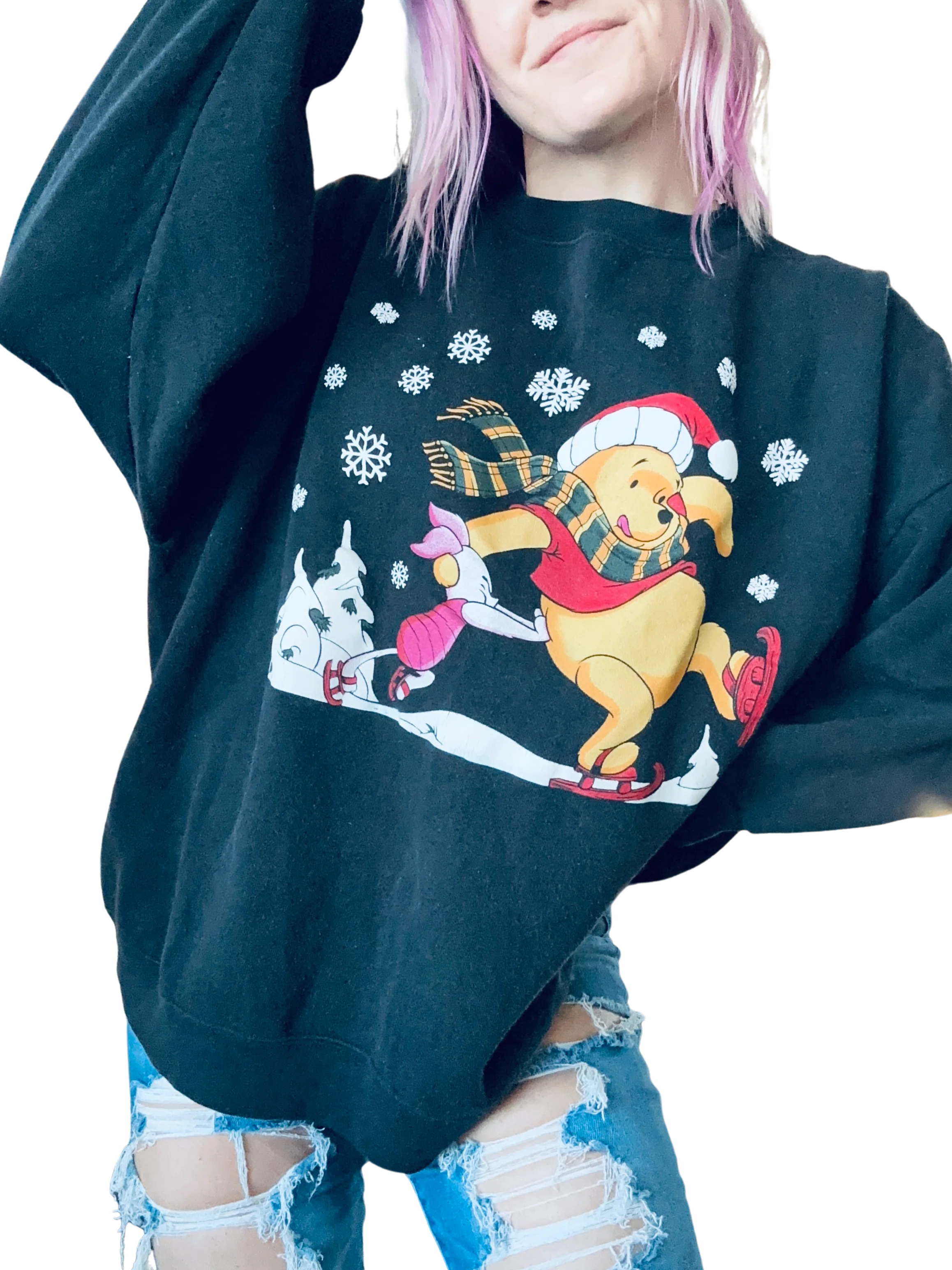 90s/00s Disney Winnie The Pooh Winter Christmas Sweatshirt By Disney