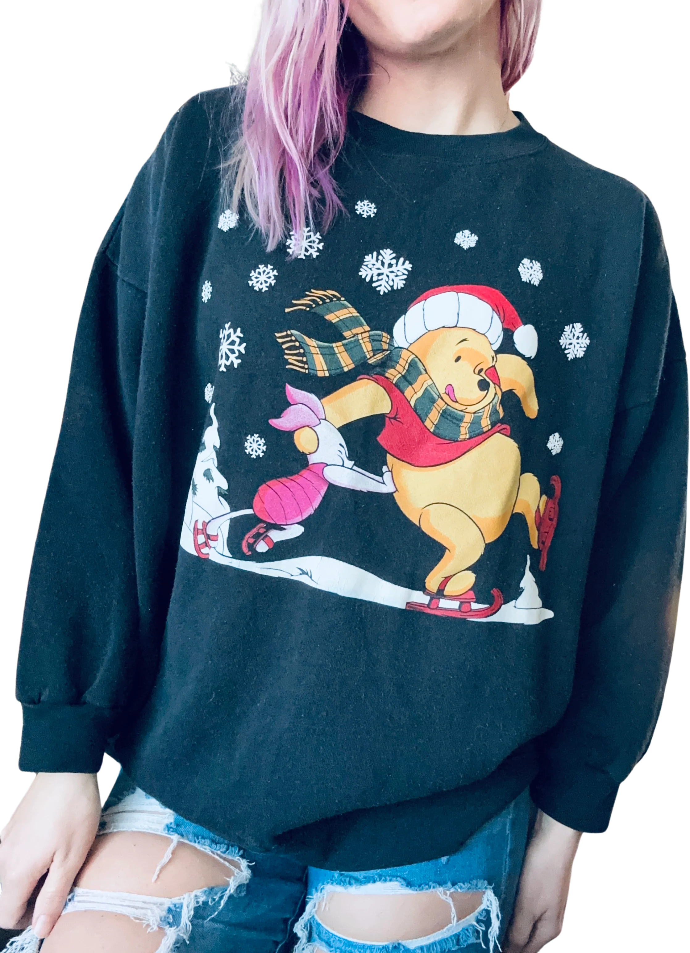 90s/00s Disney Winnie The Pooh Winter Christmas Sweatshirt By Disney - Image 2