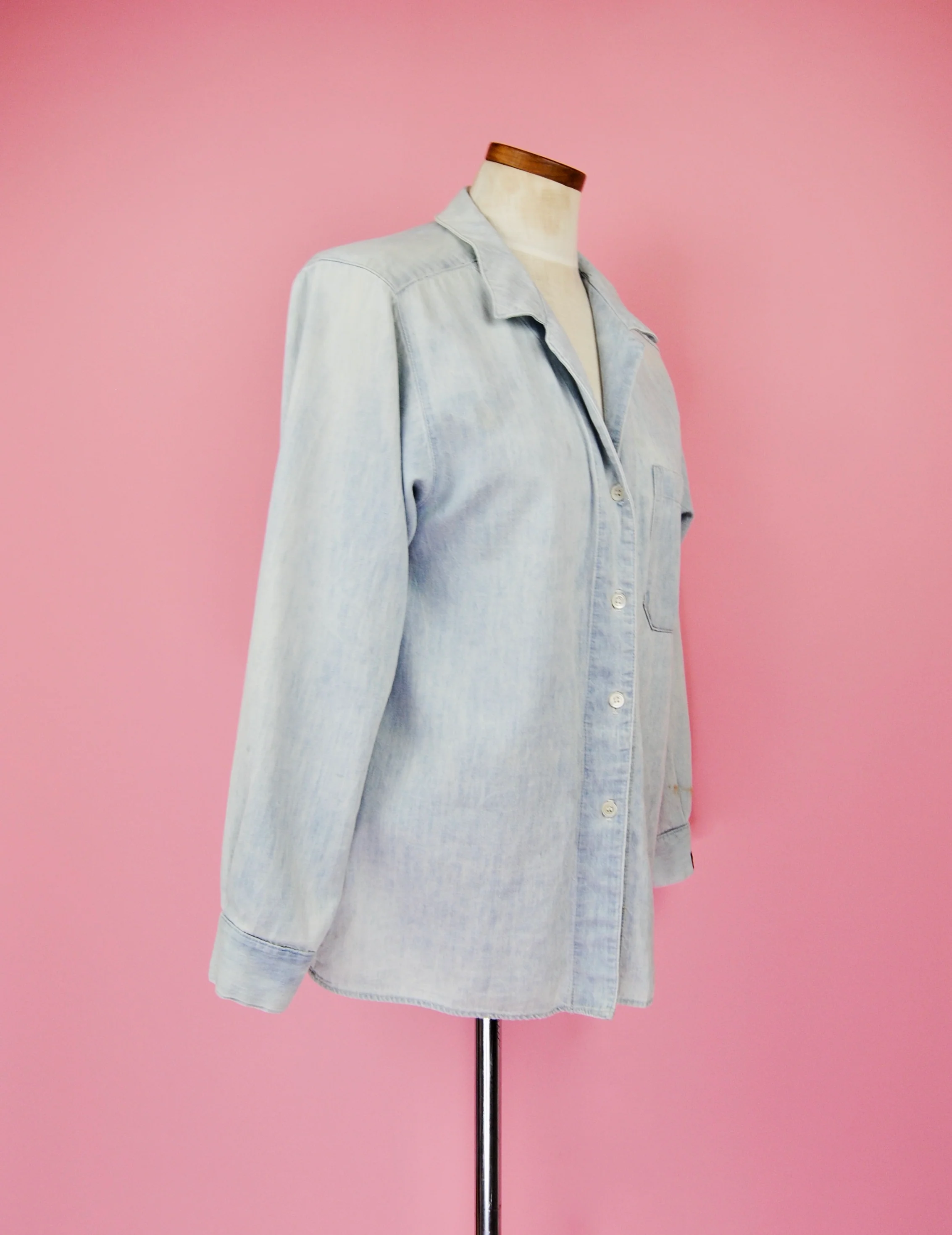 90s/00s Distressed Light Blue Denim Top By Jag - Image 10
