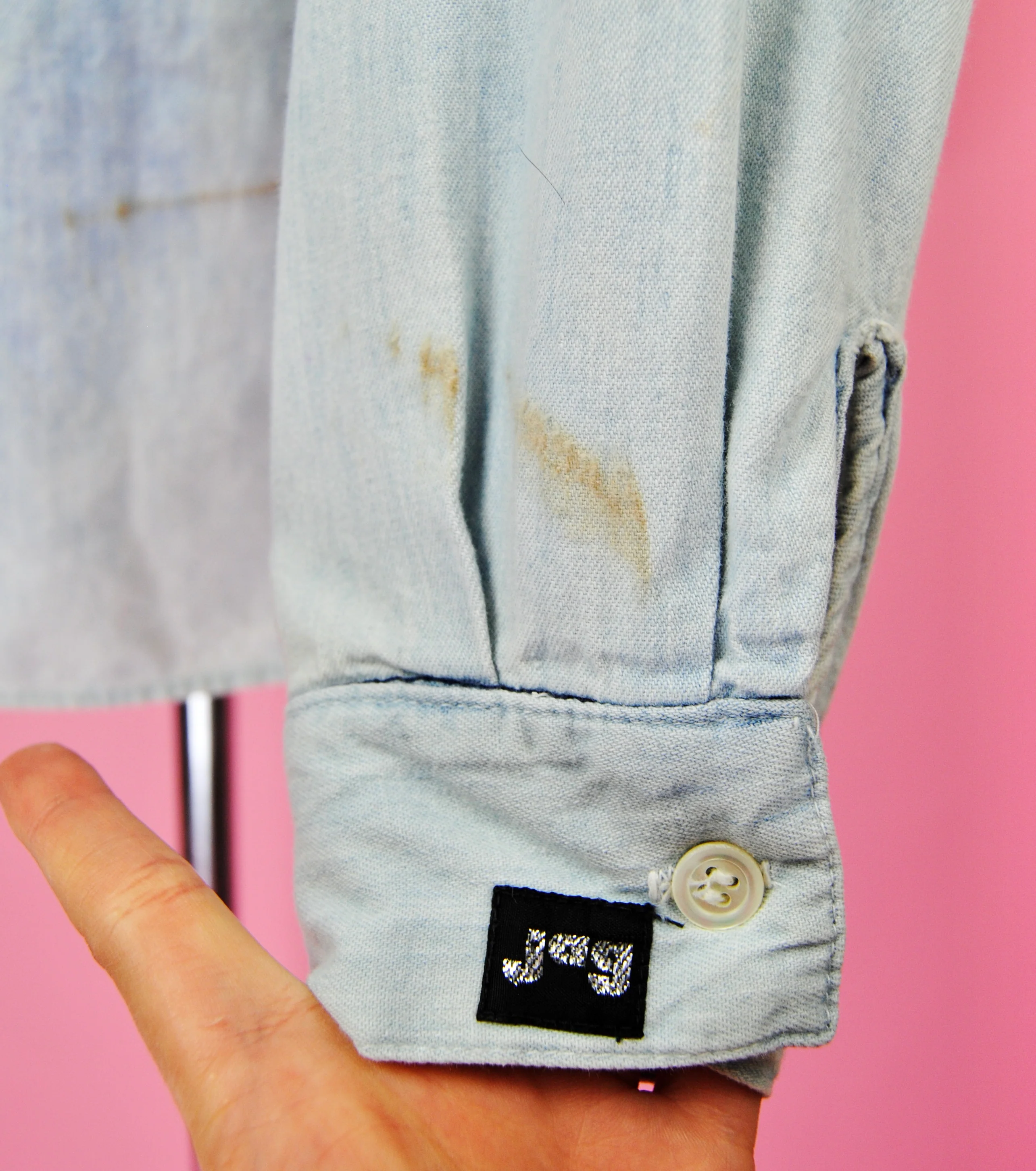 90s/00s Distressed Light Blue Denim Top By Jag - Image 13