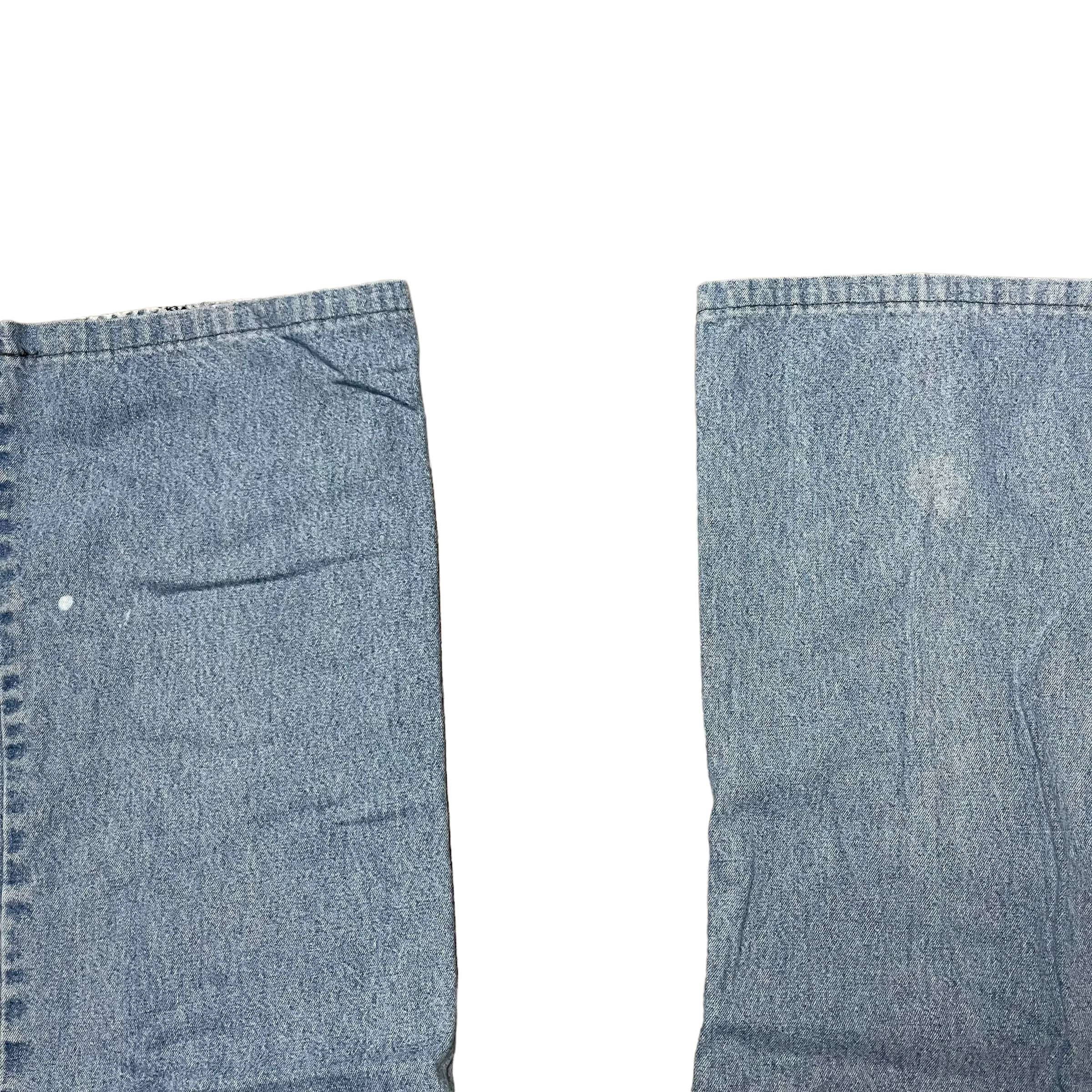 90s/00s Double Denim Chevron Cut Bootcut Low Rise Jeans By Traxx - Image 4