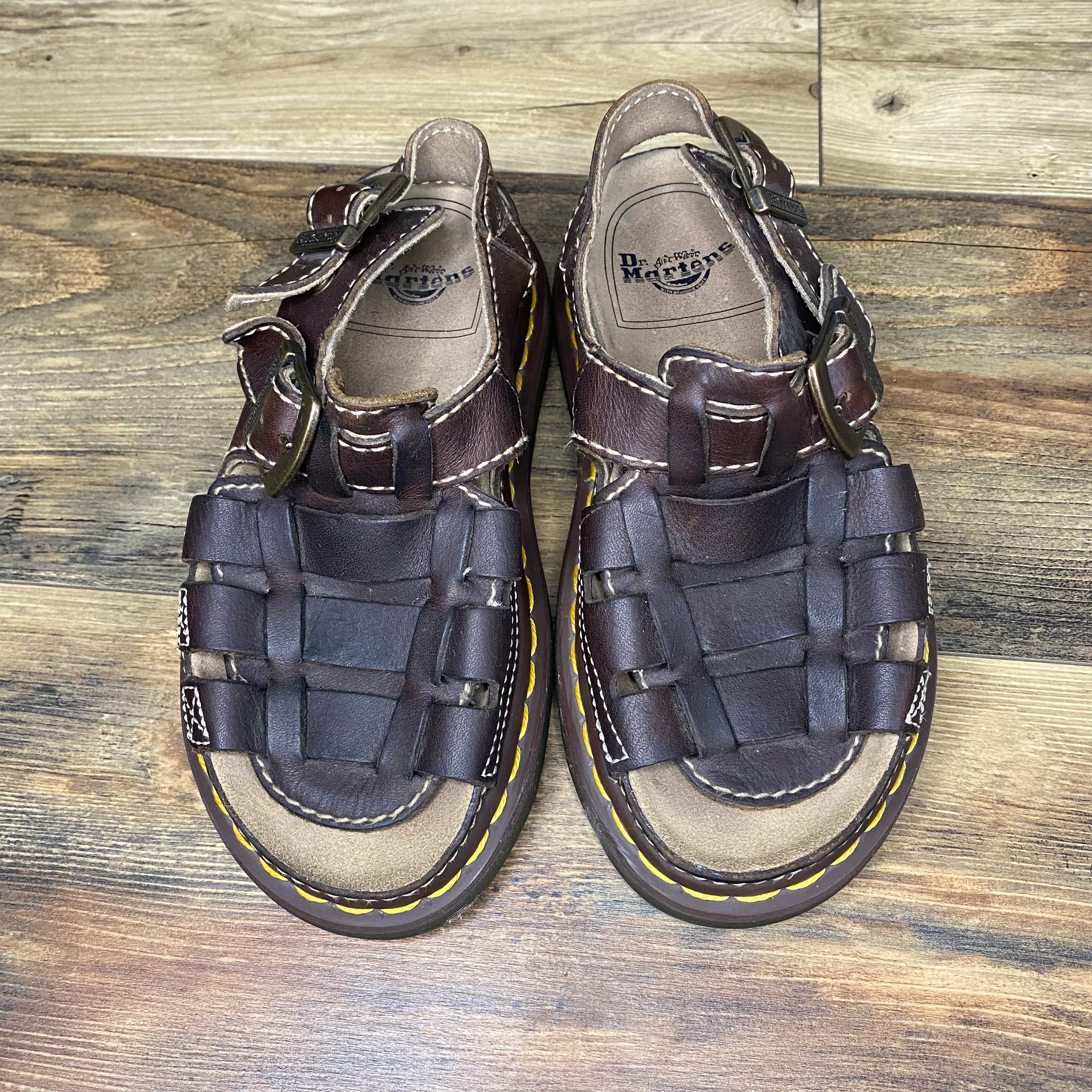 90s/00s Dr Martens Fisherman Sandal Brown Leather Shoes By Dr Martens - Image 3