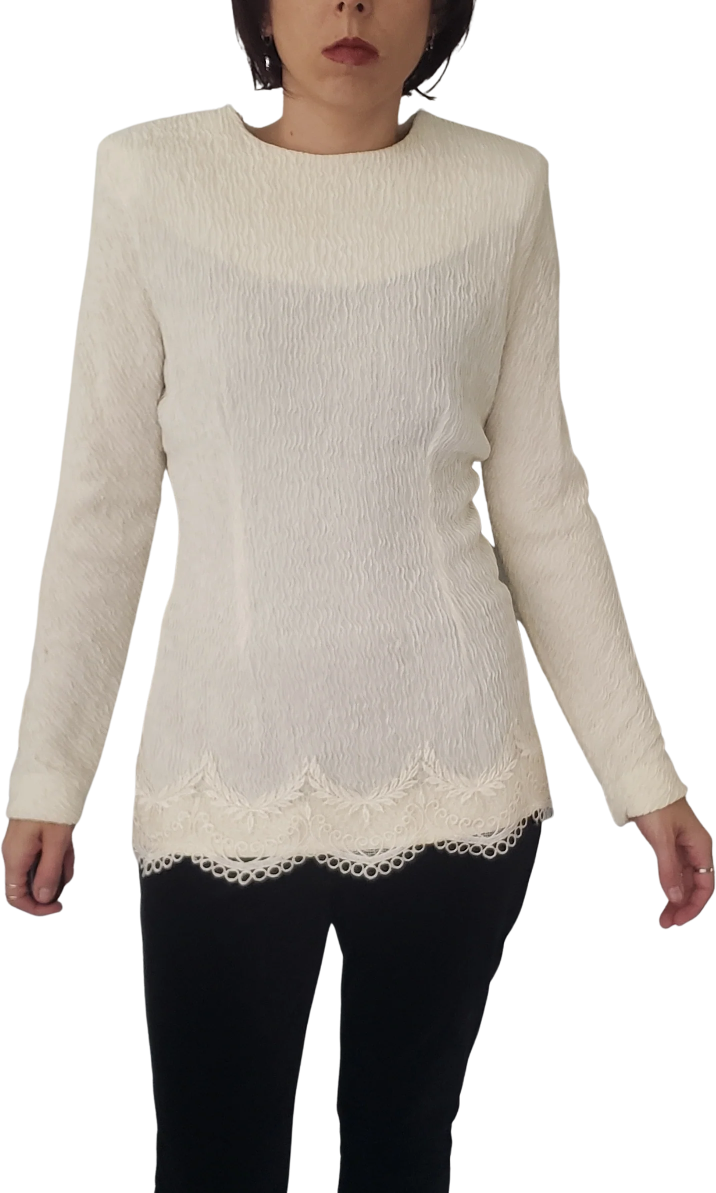 90s/00s Dressy Cream Blouse By Leslie Fay