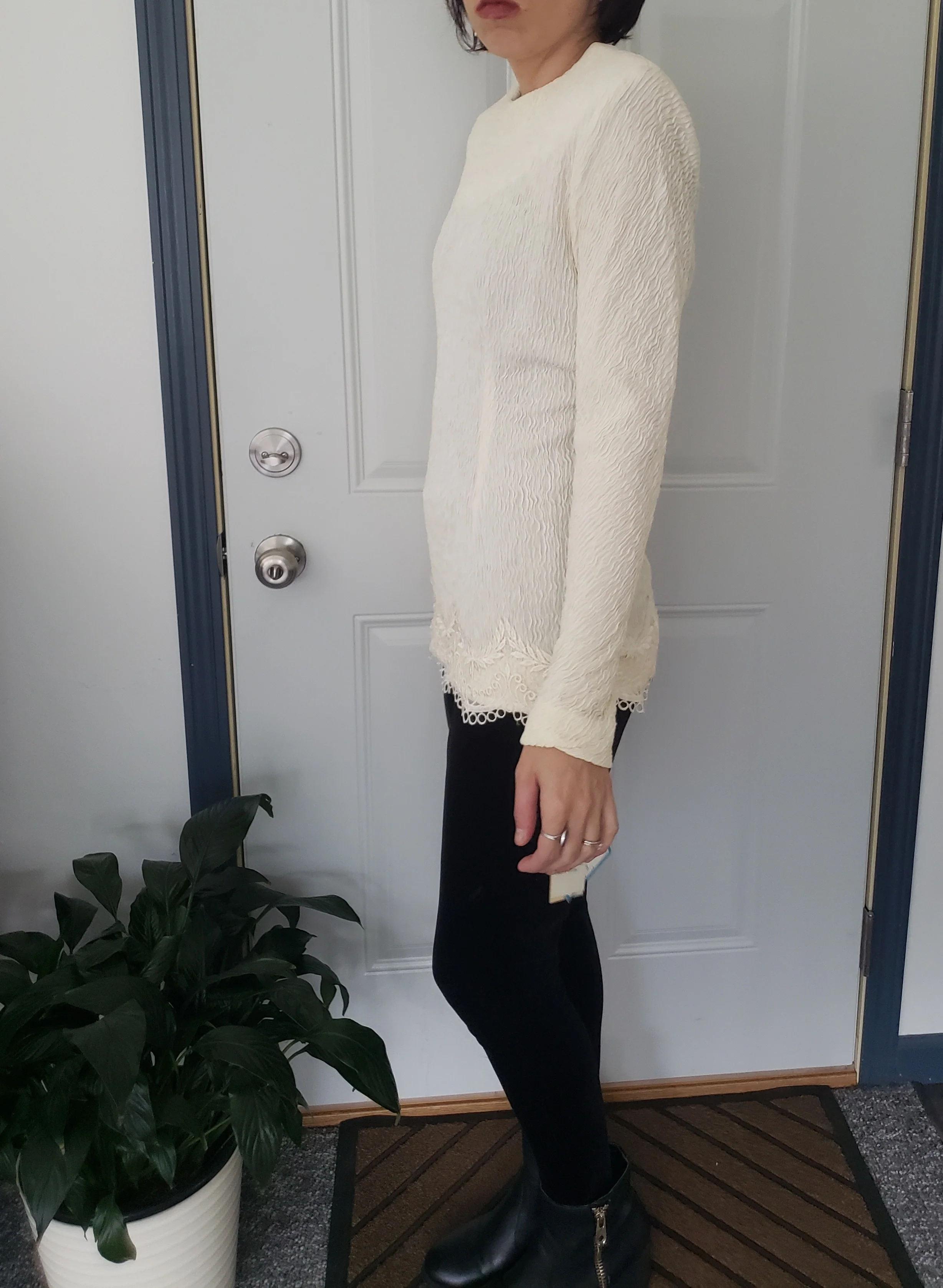 90s/00s Dressy Cream Blouse By Leslie Fay - Image 5