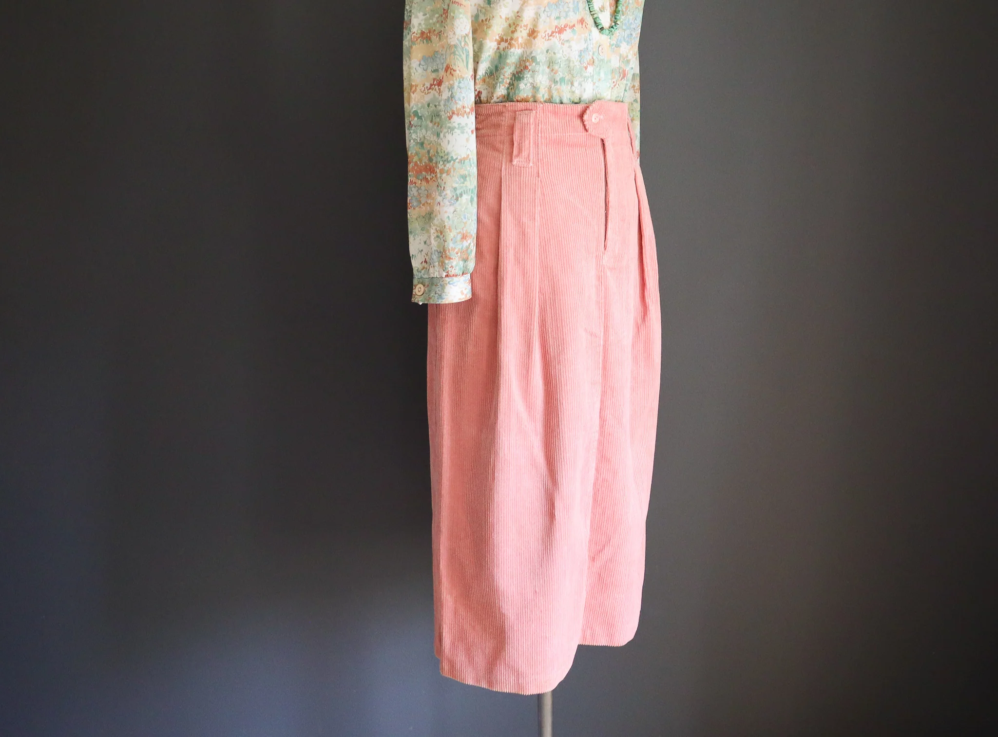 90s/00s Dusty Rose Pink Corduroy Longline Skirt By Yobo - Image 3
