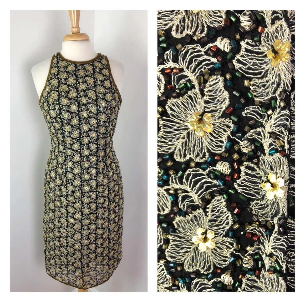 90s/00s Embroidered And Beaded Dress by Papéll Boutique Evening - Image 3