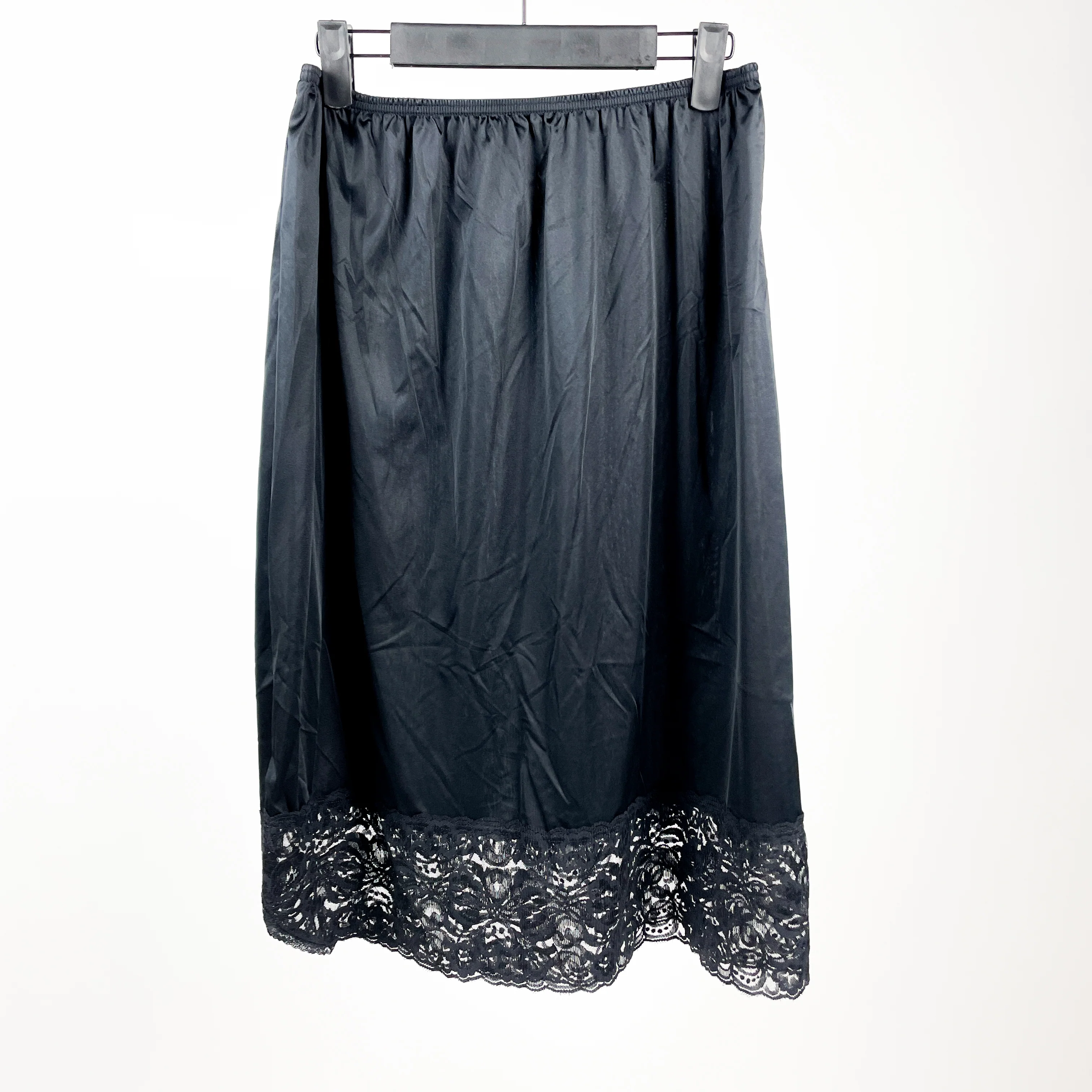 90s/00s Fairycore Fairy Goth Lace Trim Slip Skirt Satin By Vanity Fair - Image 3