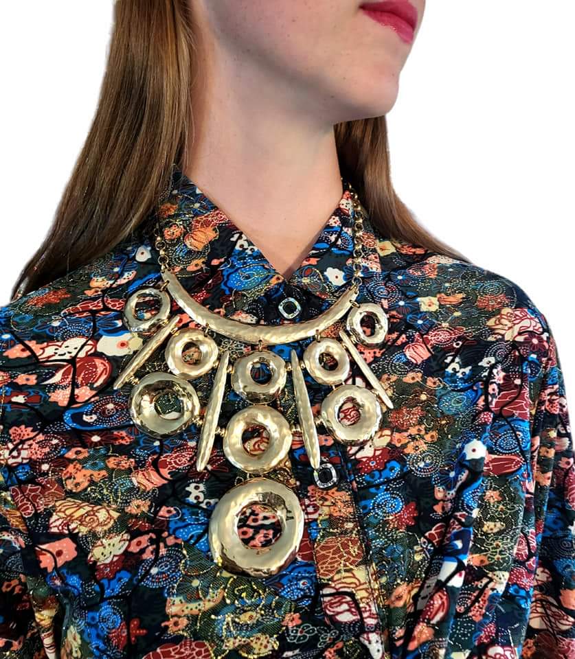 90s/00s Fantastic Egyptian Revival Gold Statement Necklace - Image 3