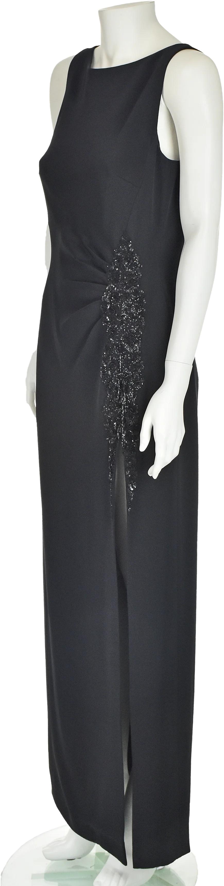 90s/00s Formal Silk Faille Beaded Evening Dress By Escada