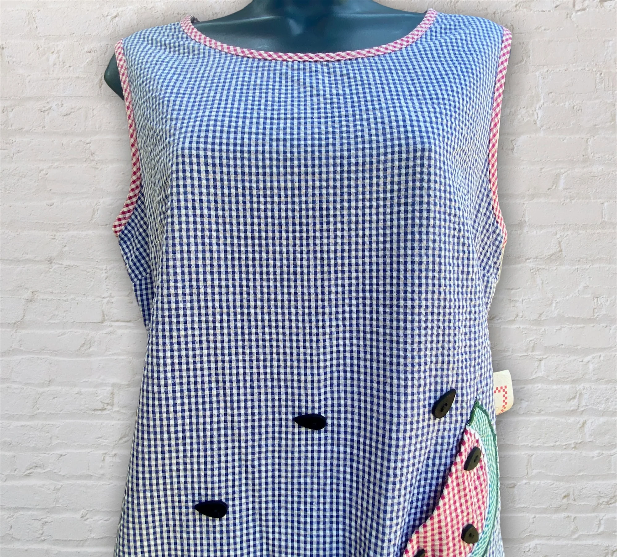 90s/00s Gingam Watermelon Dress By Cottontail Originals - Image 3