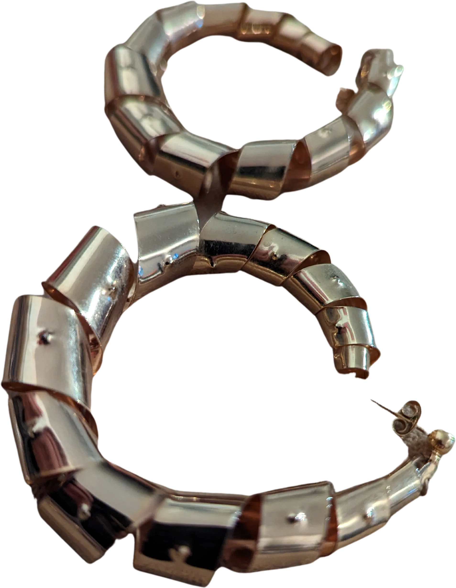 90s/00s Golden Sprial Hoop Earrings - Image 2