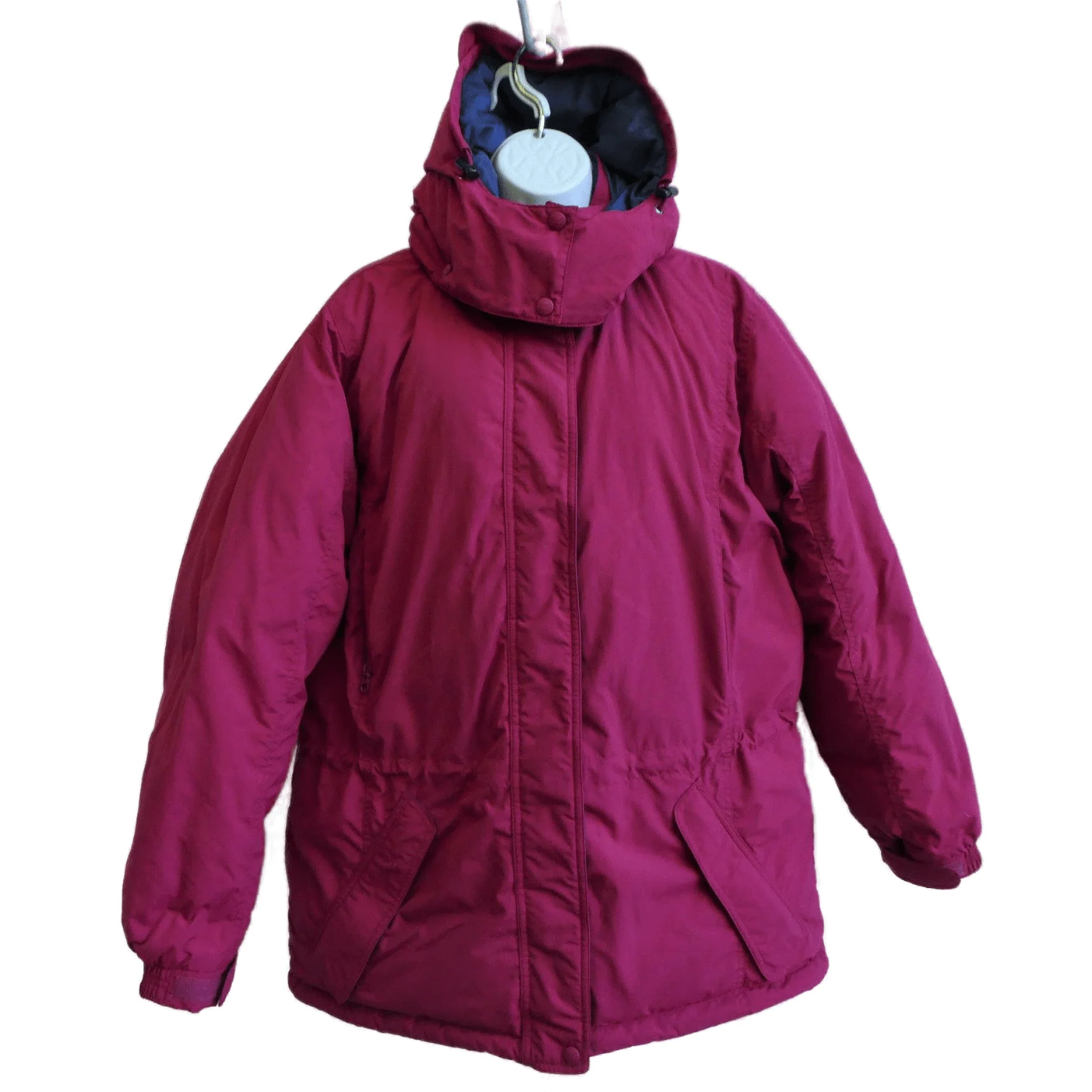 90s/00s Goose Down Parka Puffer Detachable Hood Plum L by LL Bean - Image 4