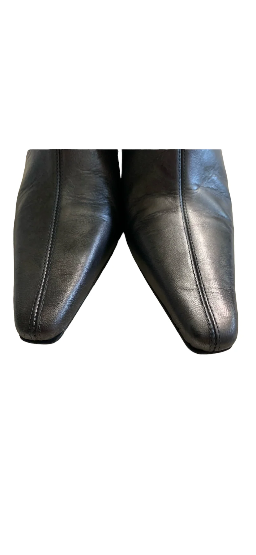90s/00s Gray Leather&chains Heal Ankle Bootie By Donald J. Pliner - Image 6