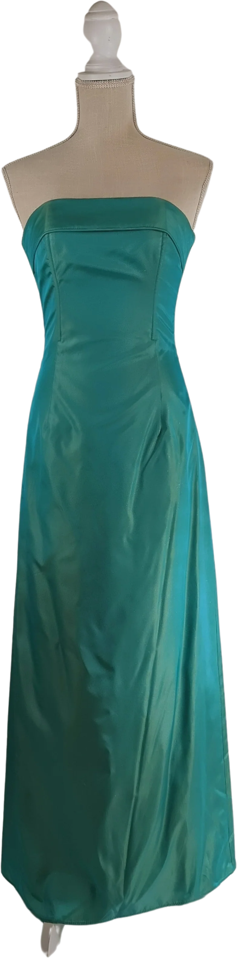 90s 00s Gunne Sax Strapless Aqua Iridescent Prom Dress with Shimmer by Jessica McClintock