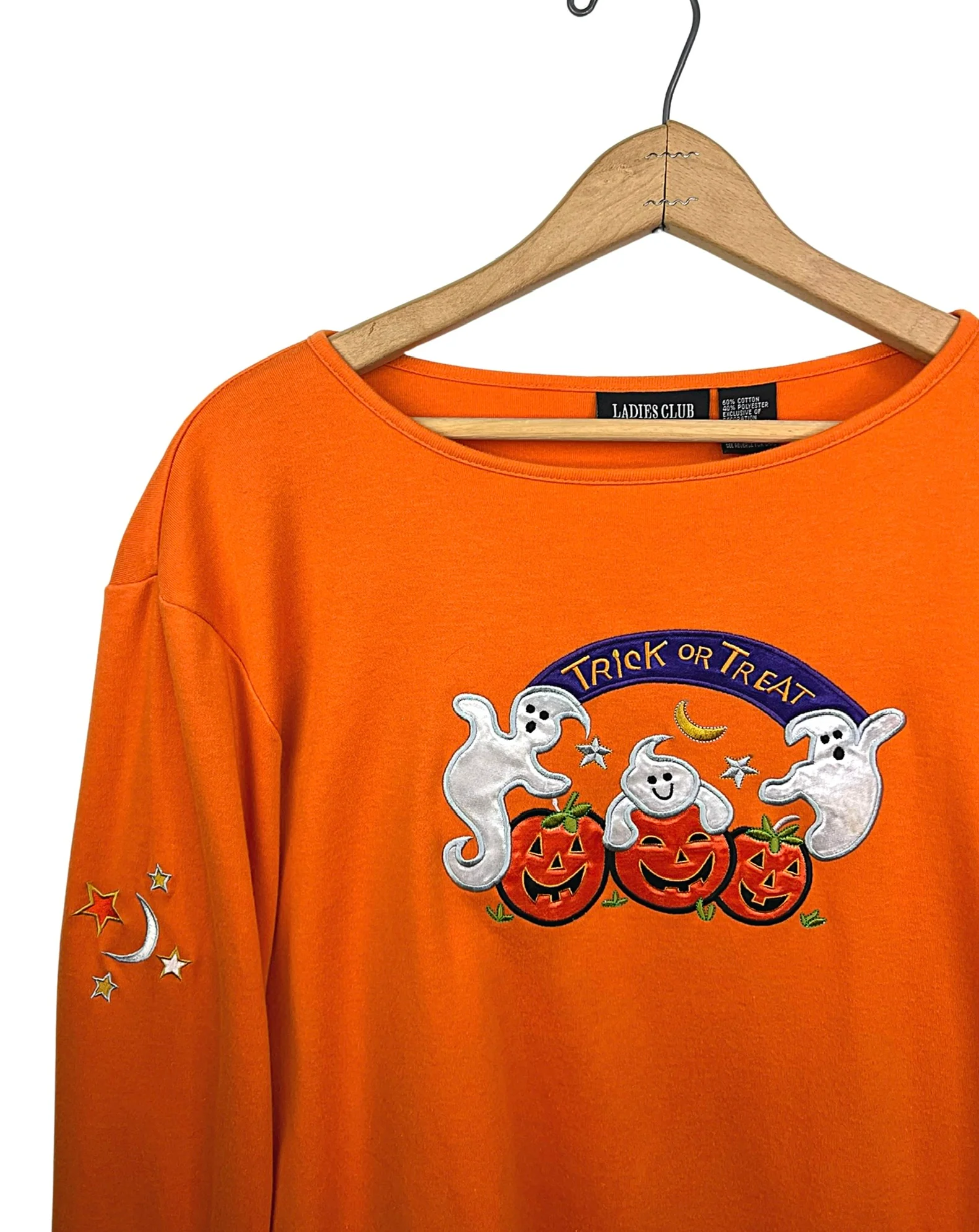 90s/00s Halloween Trick Or Treat Ghost Long Sleeve Tee By Ladies Club - Image 4