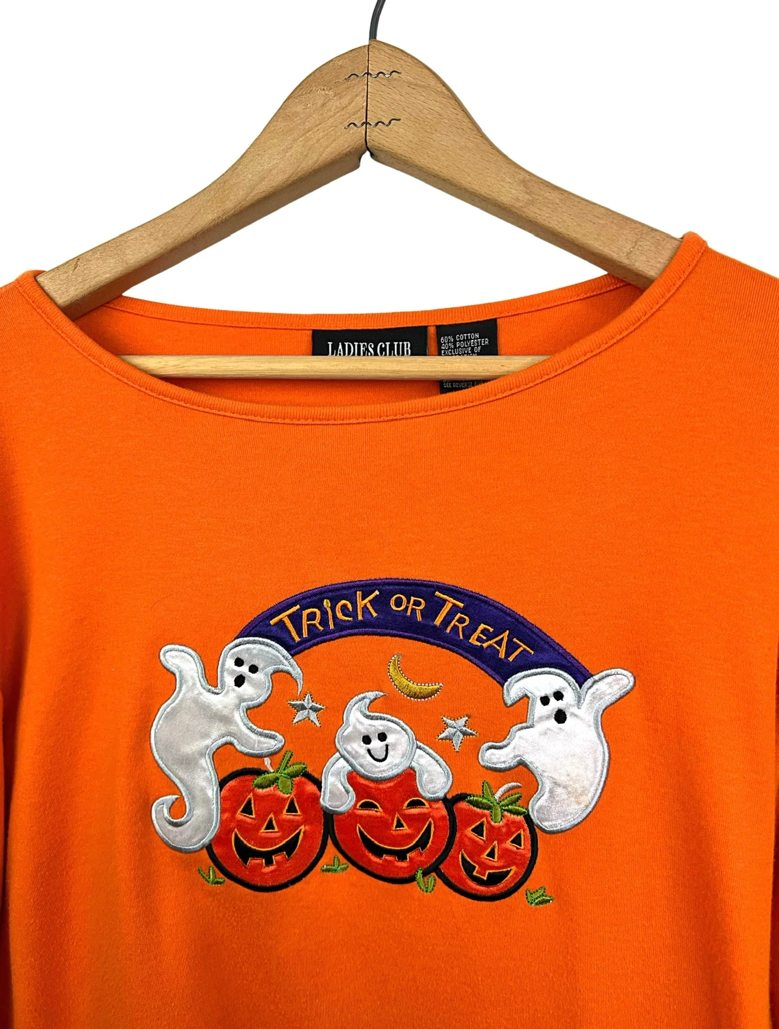 90s/00s Halloween Trick Or Treat Ghost Long Sleeve Tee By Ladies Club - Image 8