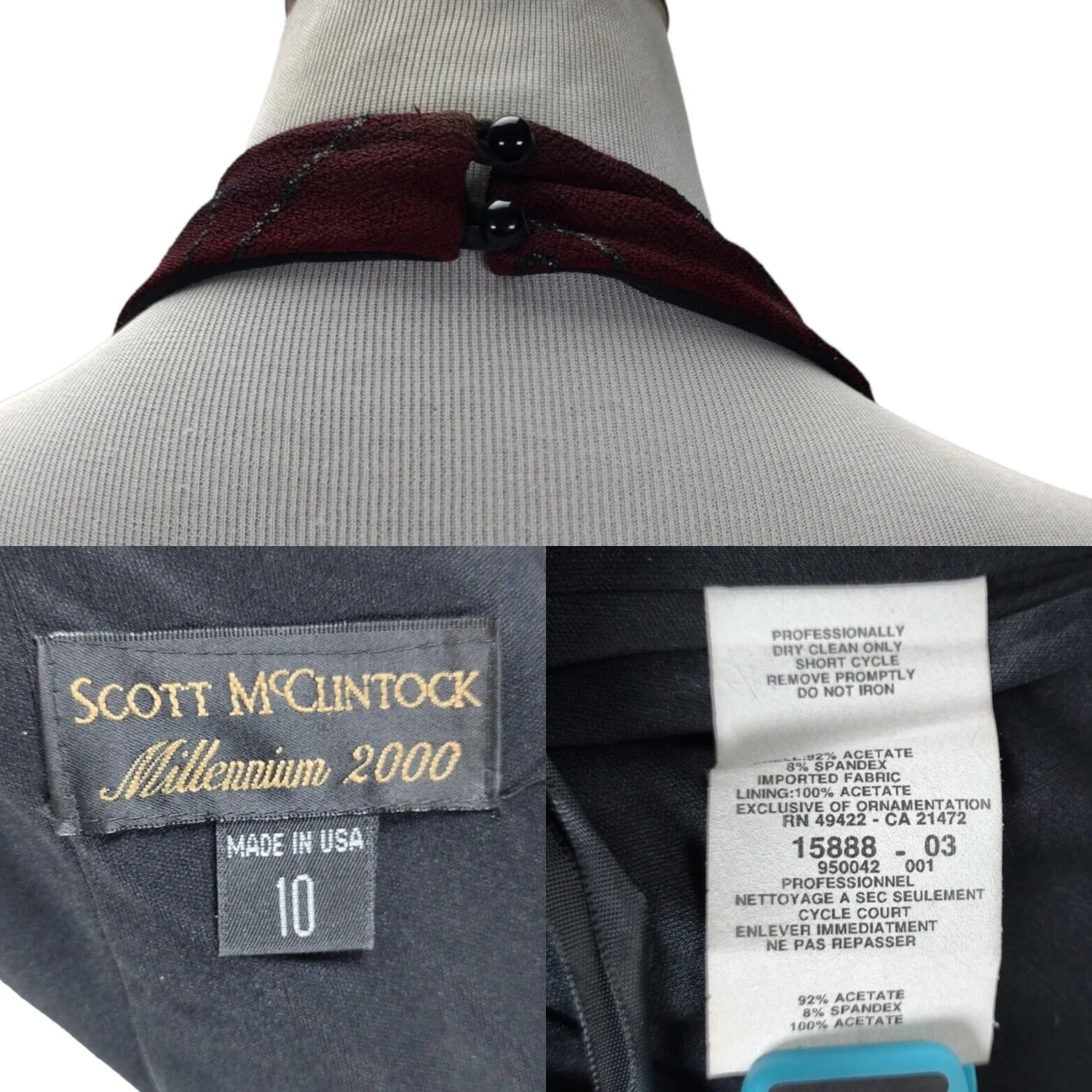 90s/00s Halter Mock Two Piece Embellished Formal Dress By Scott McClintock - Image 11