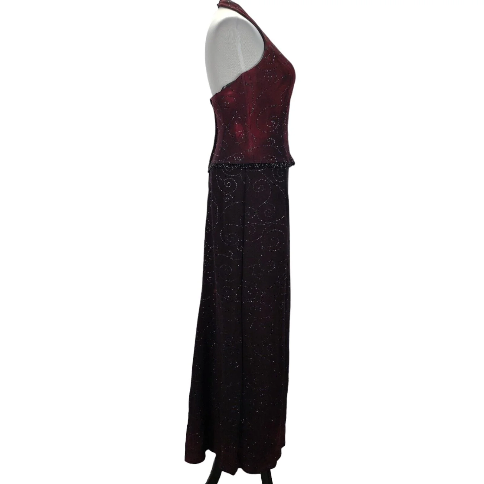 90s/00s Halter Mock Two Piece Embellished Formal Dress By Scott McClintock - Image 3