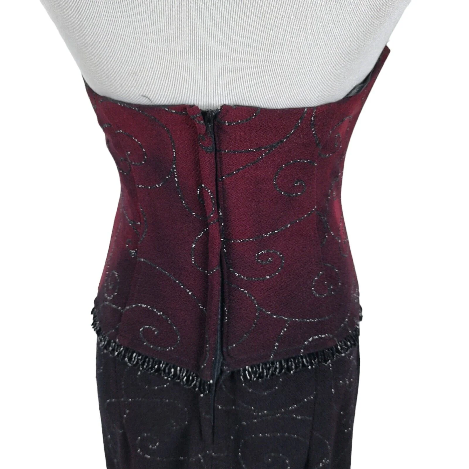 90s/00s Halter Mock Two Piece Embellished Formal Dress By Scott McClintock - Image 8