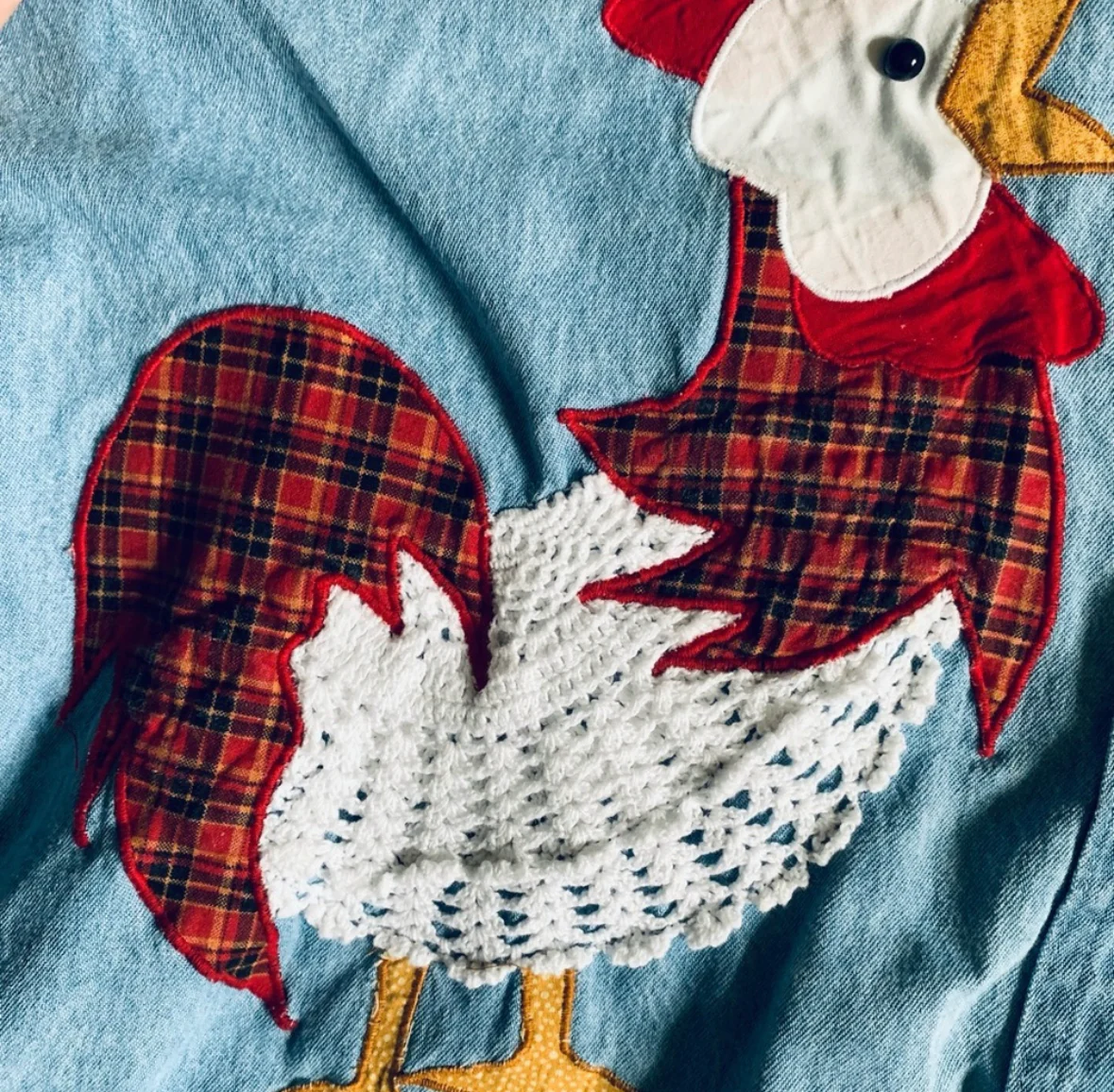 90s/00s Handmade Primitive Crochet Chicken Button Up Top By Symbol - Image 7