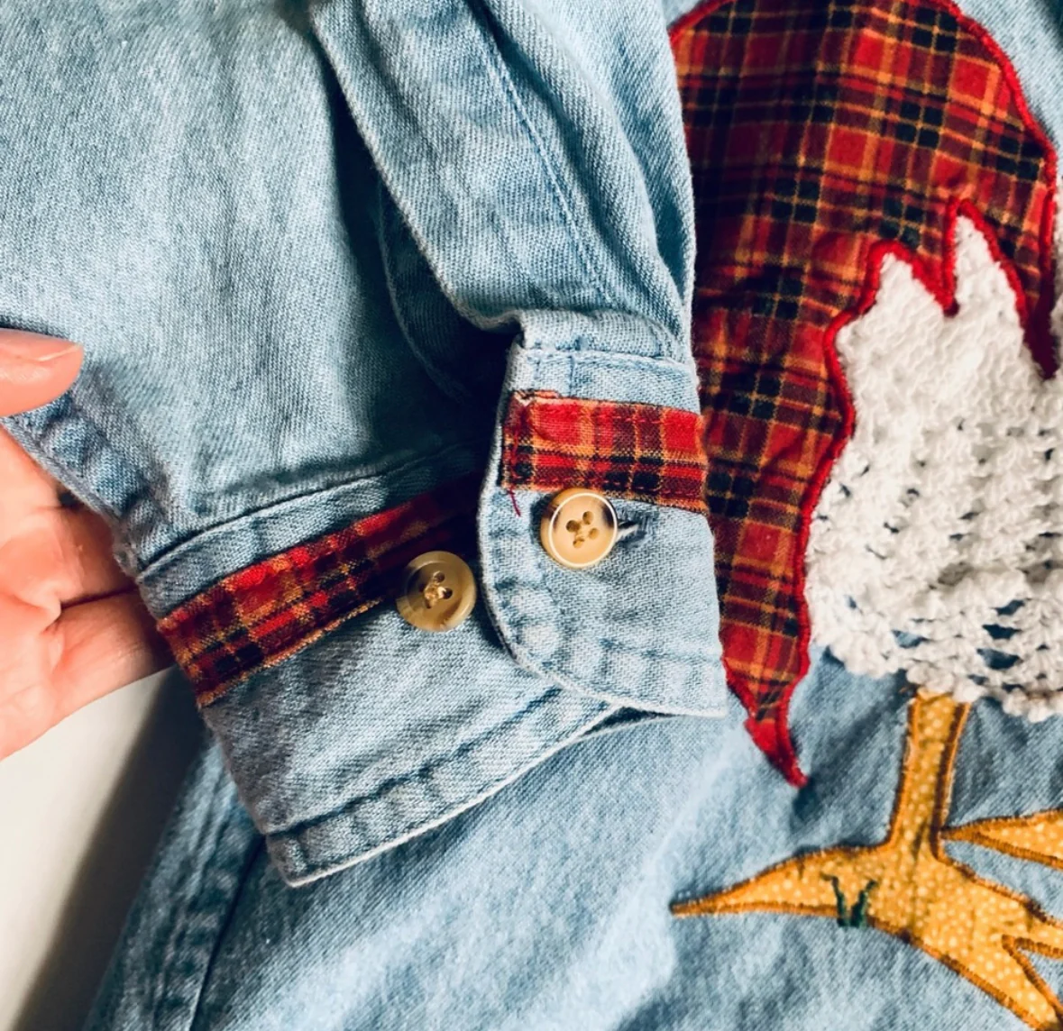90s/00s Handmade Primitive Crochet Chicken Button Up Top By Symbol - Image 8