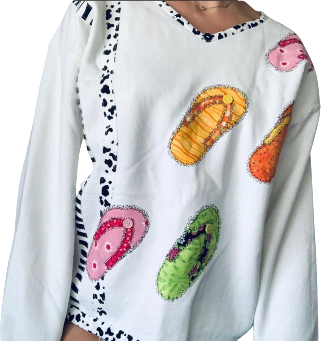 90s/00s Handmade Retro Flipflop Dalmatian Sweatshirt