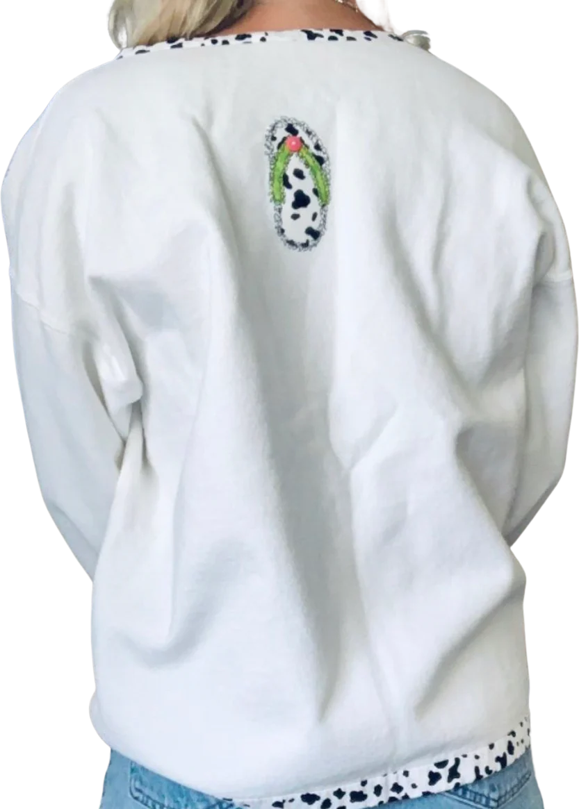 90s/00s Handmade Retro Flipflop Dalmatian Sweatshirt - Image 2