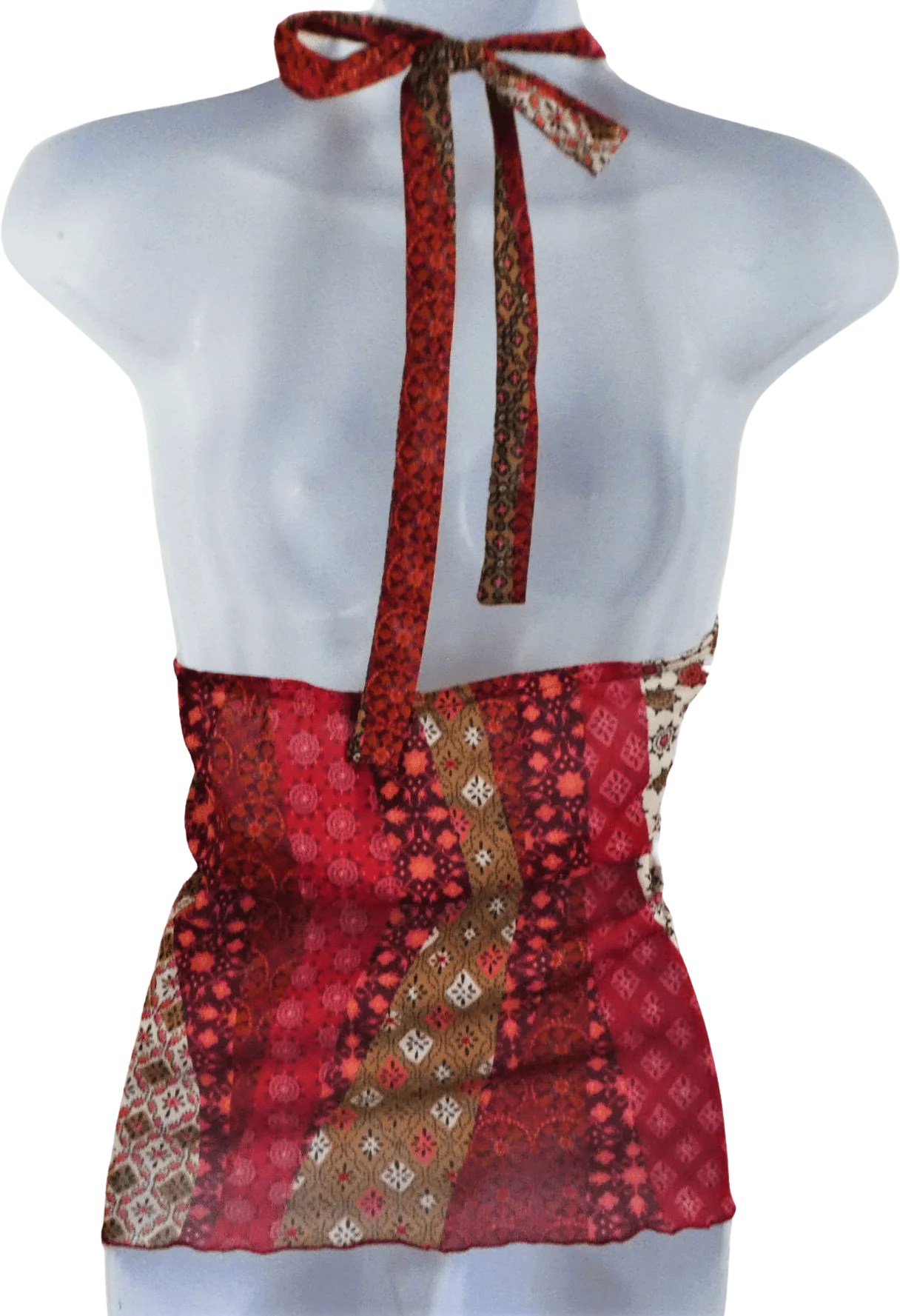 90s/00s Halter Top Shark Bite Overlap Lurex Psych L by Moda International - Image 2