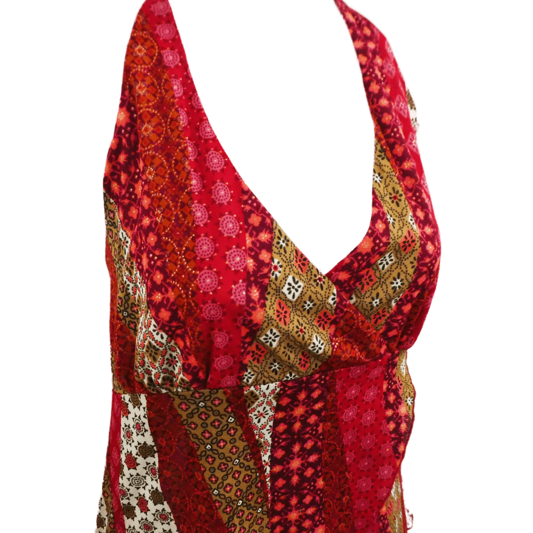 90s/00s Halter Top Shark Bite Overlap Lurex Psych L by Moda International - Image 3