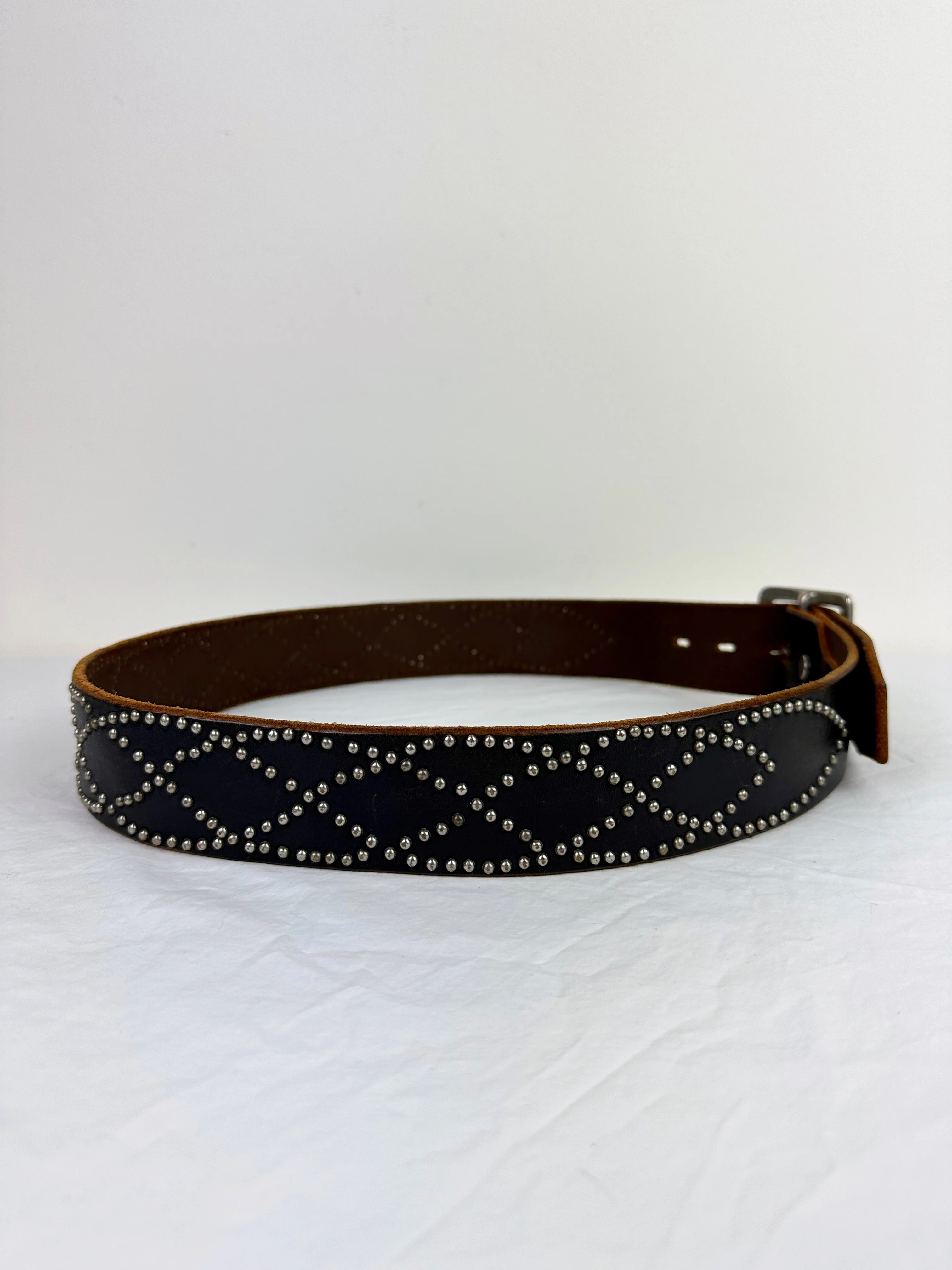 90s/00s Htc Brown Leather Studded Belt By Hollywood Trading Company - Image 11