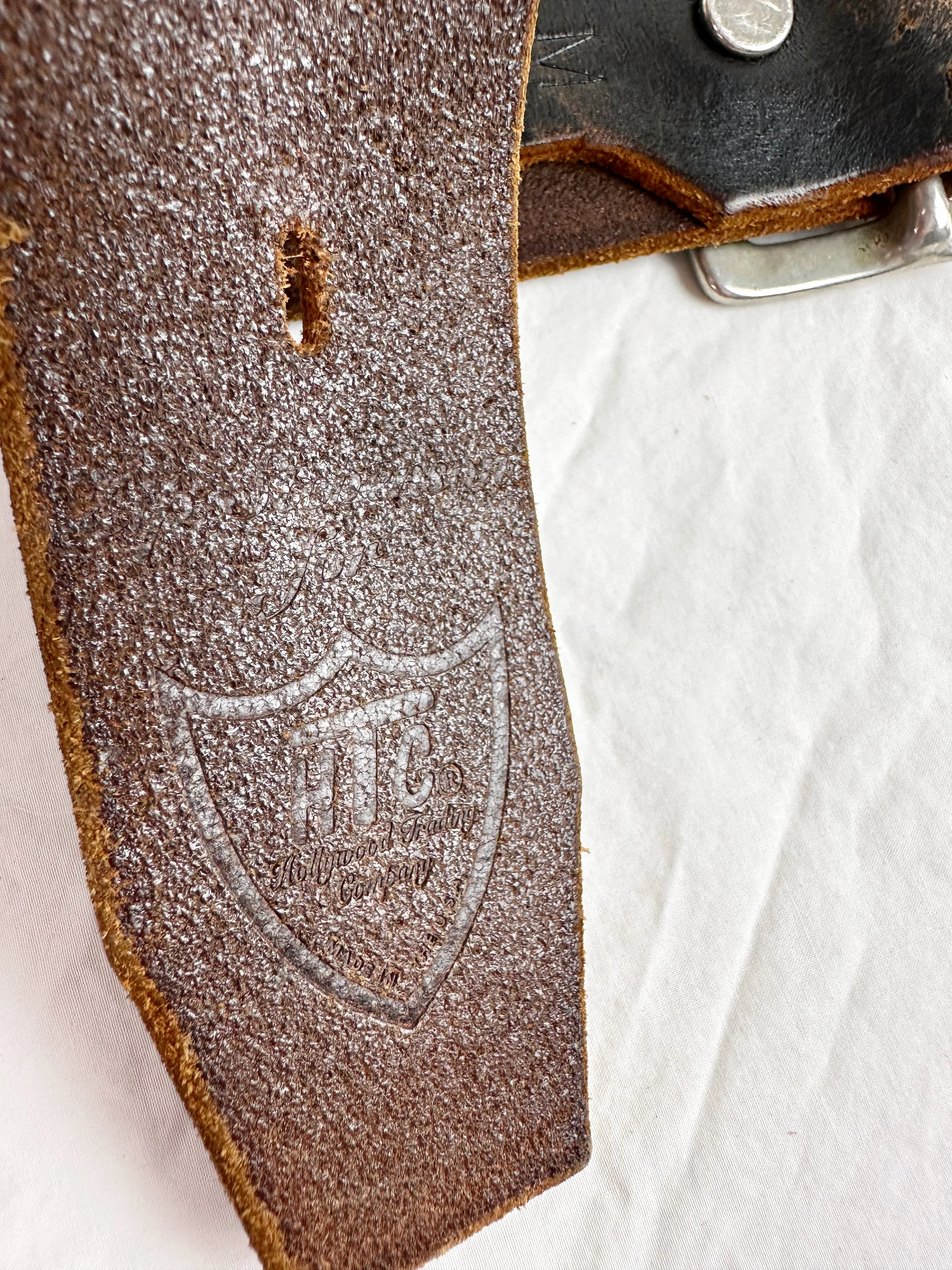 90s/00s Htc Brown Leather Studded Belt By Hollywood Trading Company - Image 7