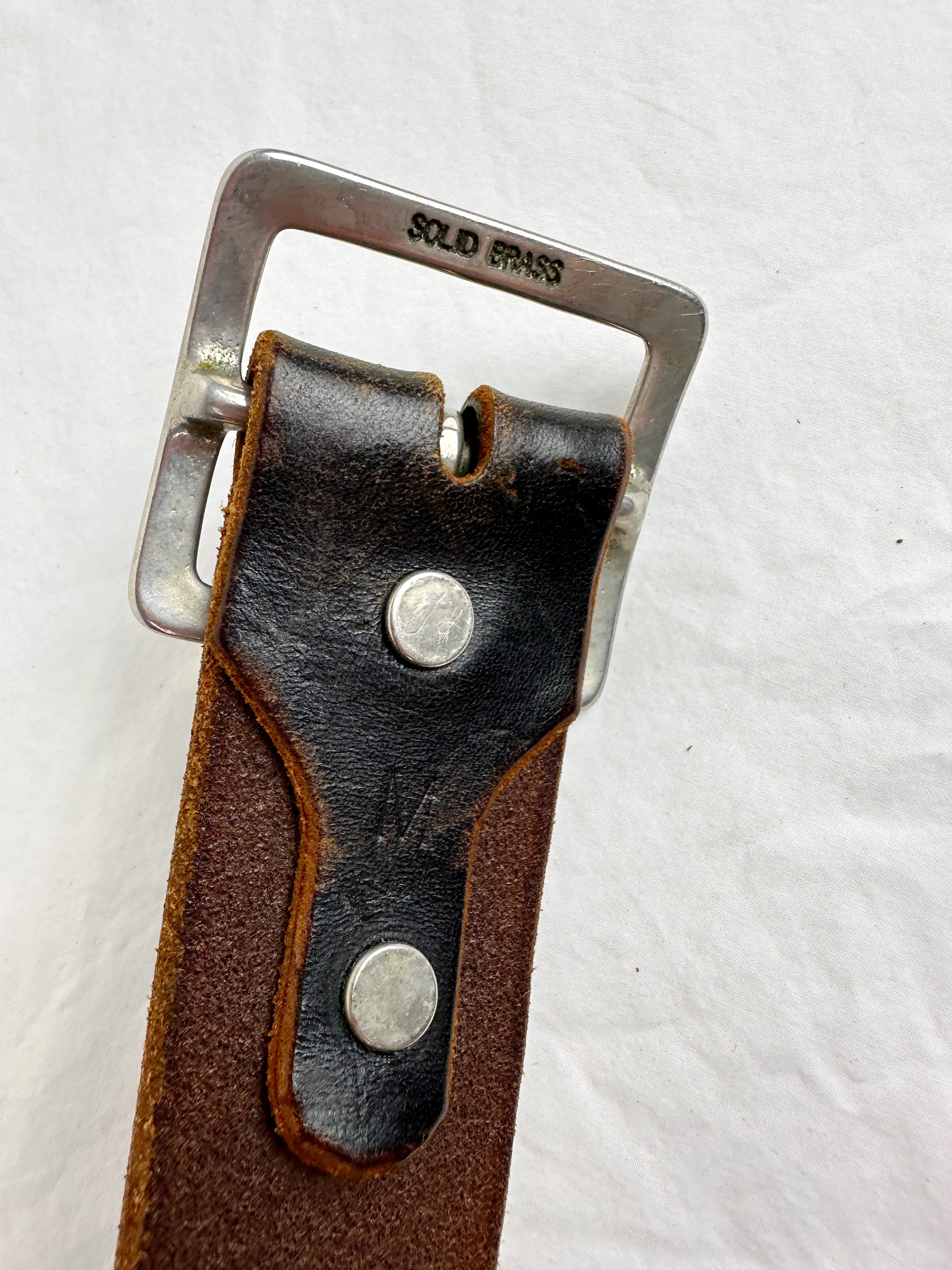 90s/00s Htc Brown Leather Studded Belt By Hollywood Trading Company - Image 8