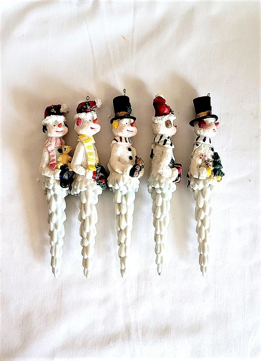 90s/00s Icicle Snowmen Christmas Tree Ornaments - Image 3