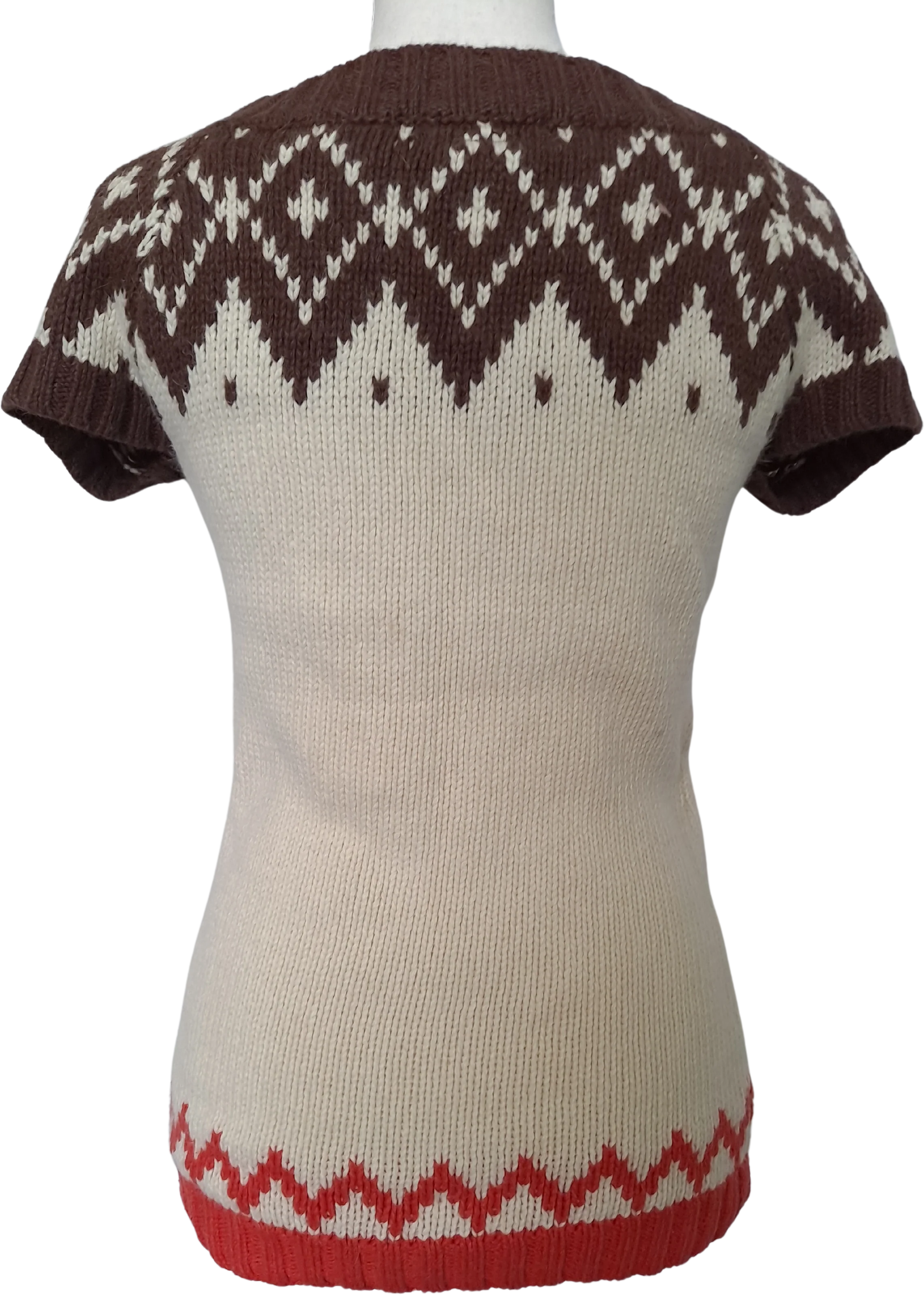 90s/00s Ivory Fair Isle Short Sleeve Sweater Tunic By Delias - Image 2