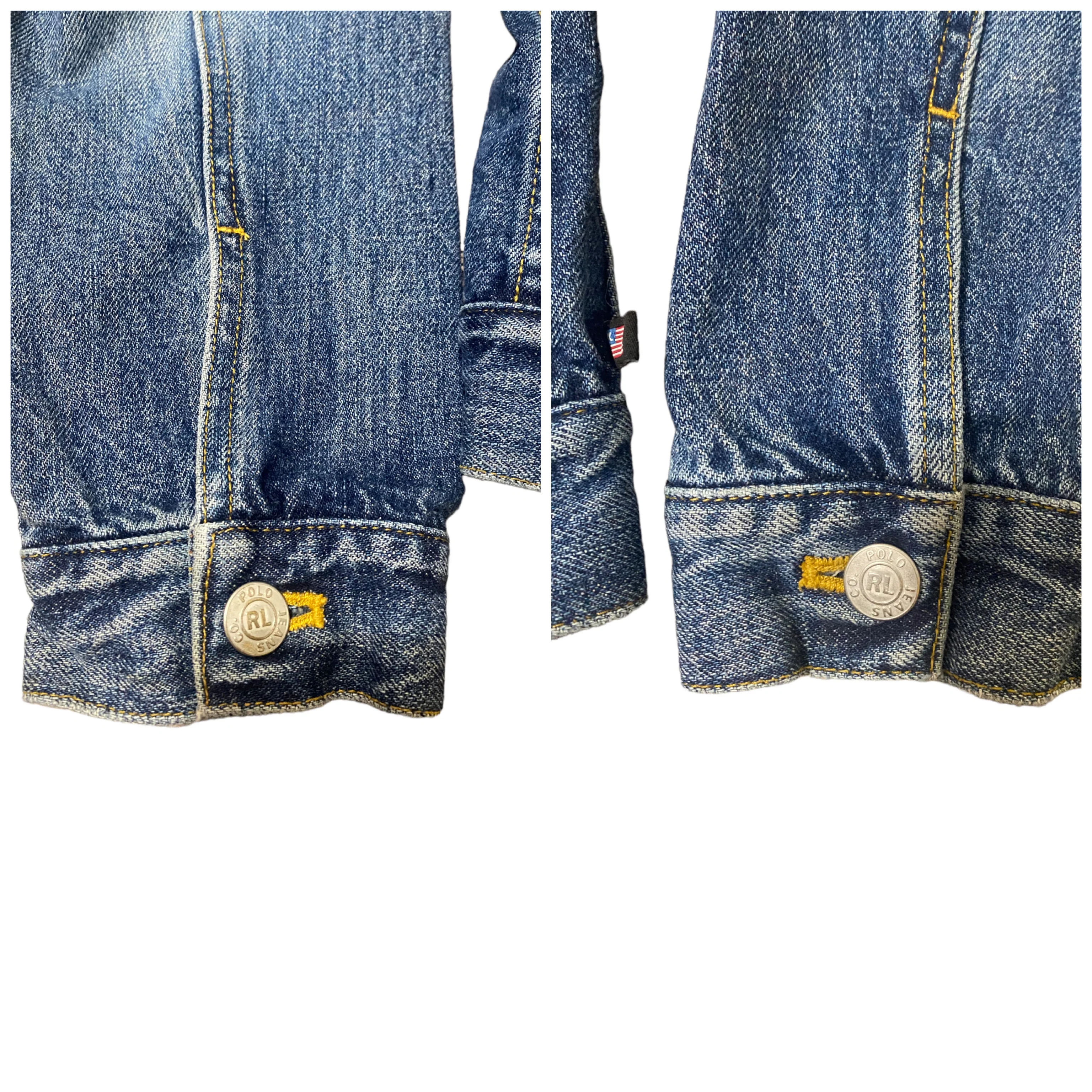 90s/00s Jean Jacket Sz M Usa Flag Patch Denim Rl By Polo Jeans Co. Ralph Lauren - Image 6