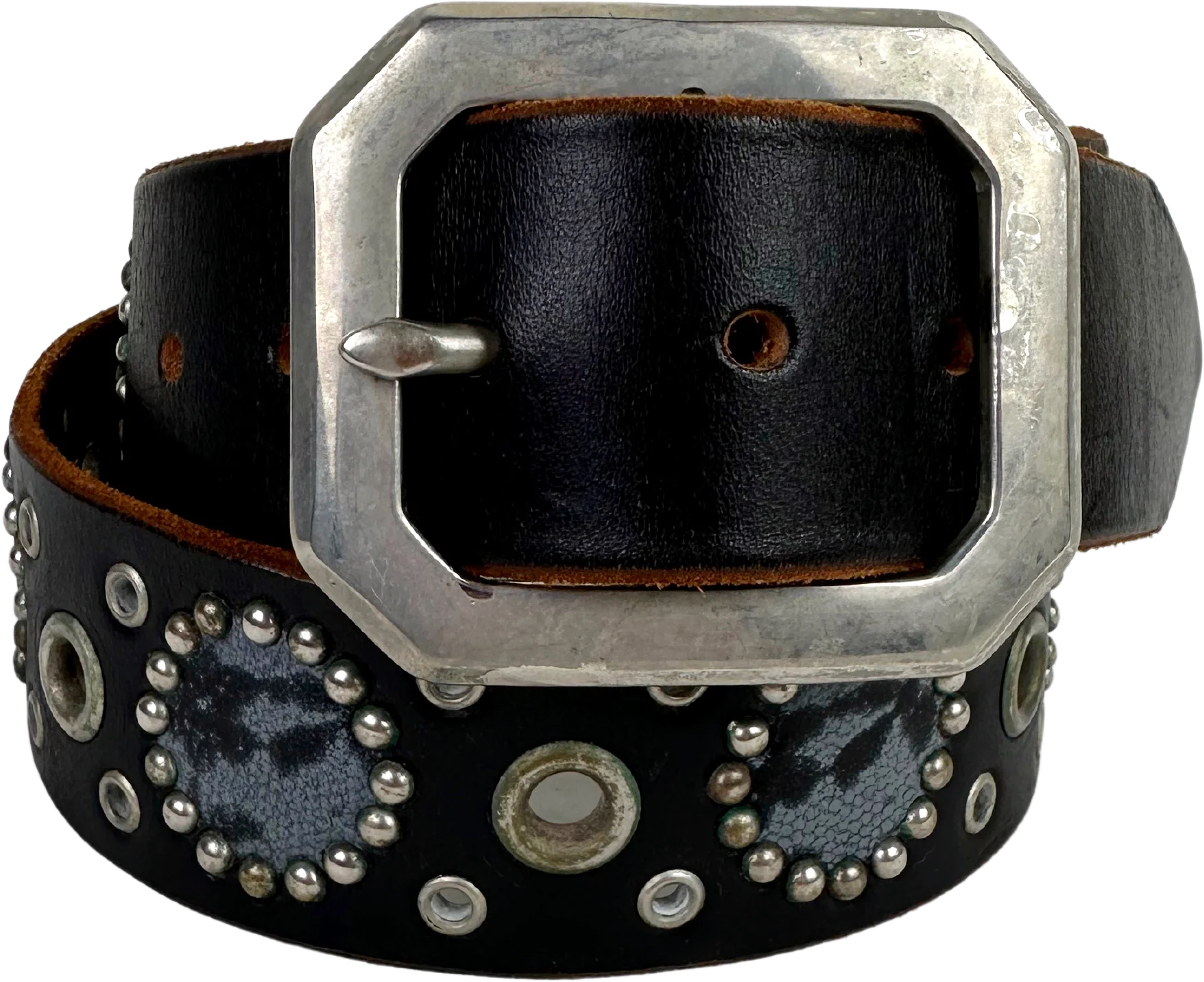 90s/00s Jeff Gallea Vintage Black Studded Belt By Jeff Gallea