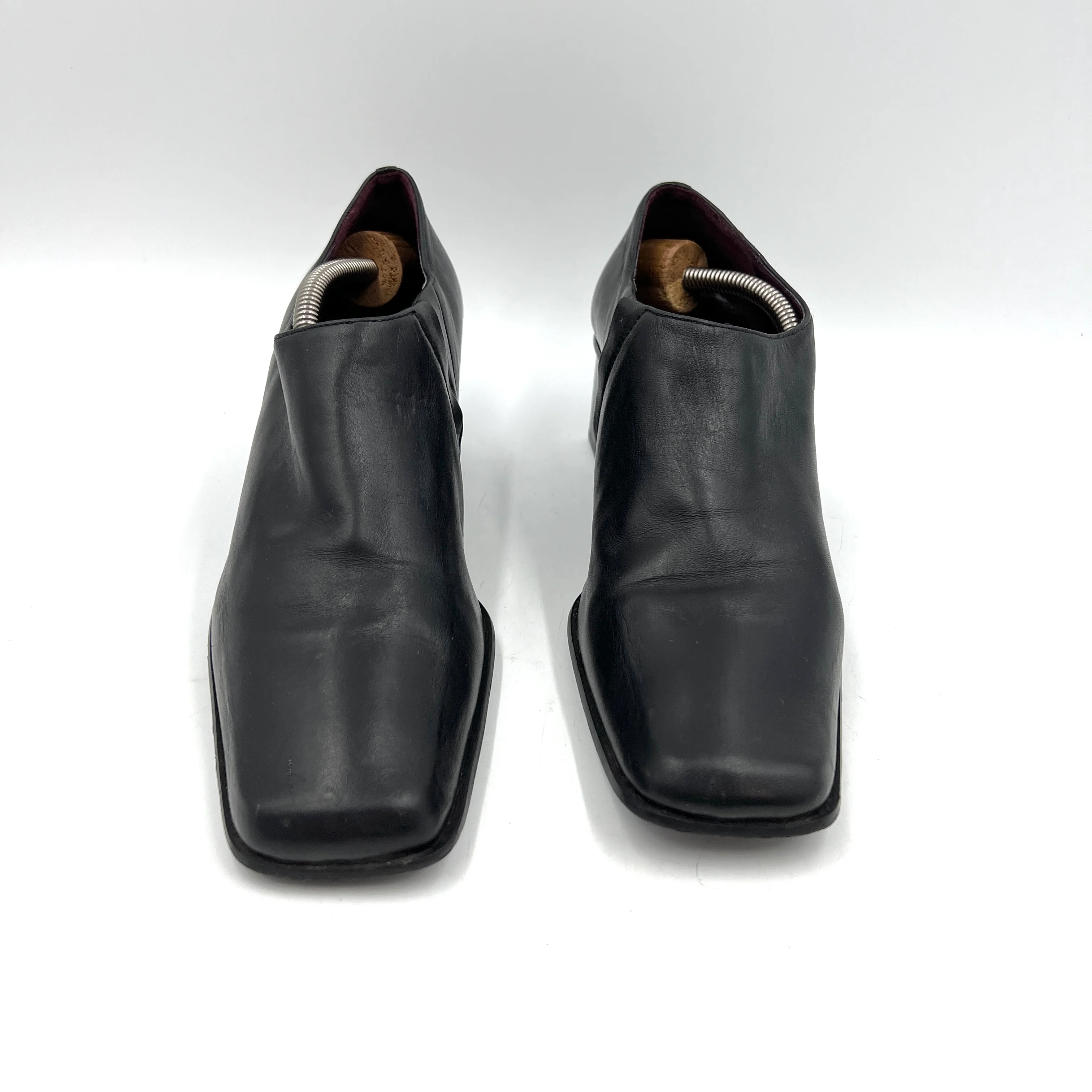 90s/00s Leather Pump Black Block Heel Square Toe Modern By Nine West - Image 8