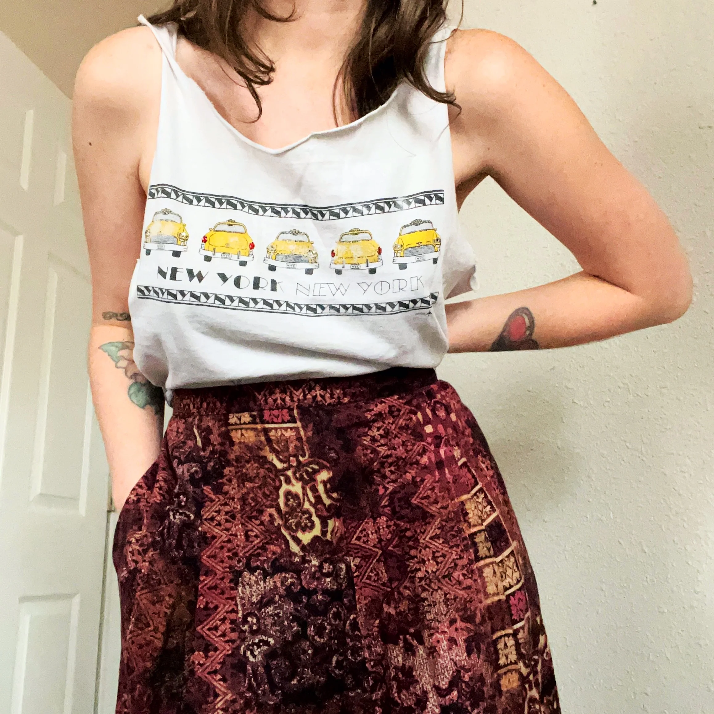 90s/00s Mixed Print Midi Skirt By Koret Petite - Image 5