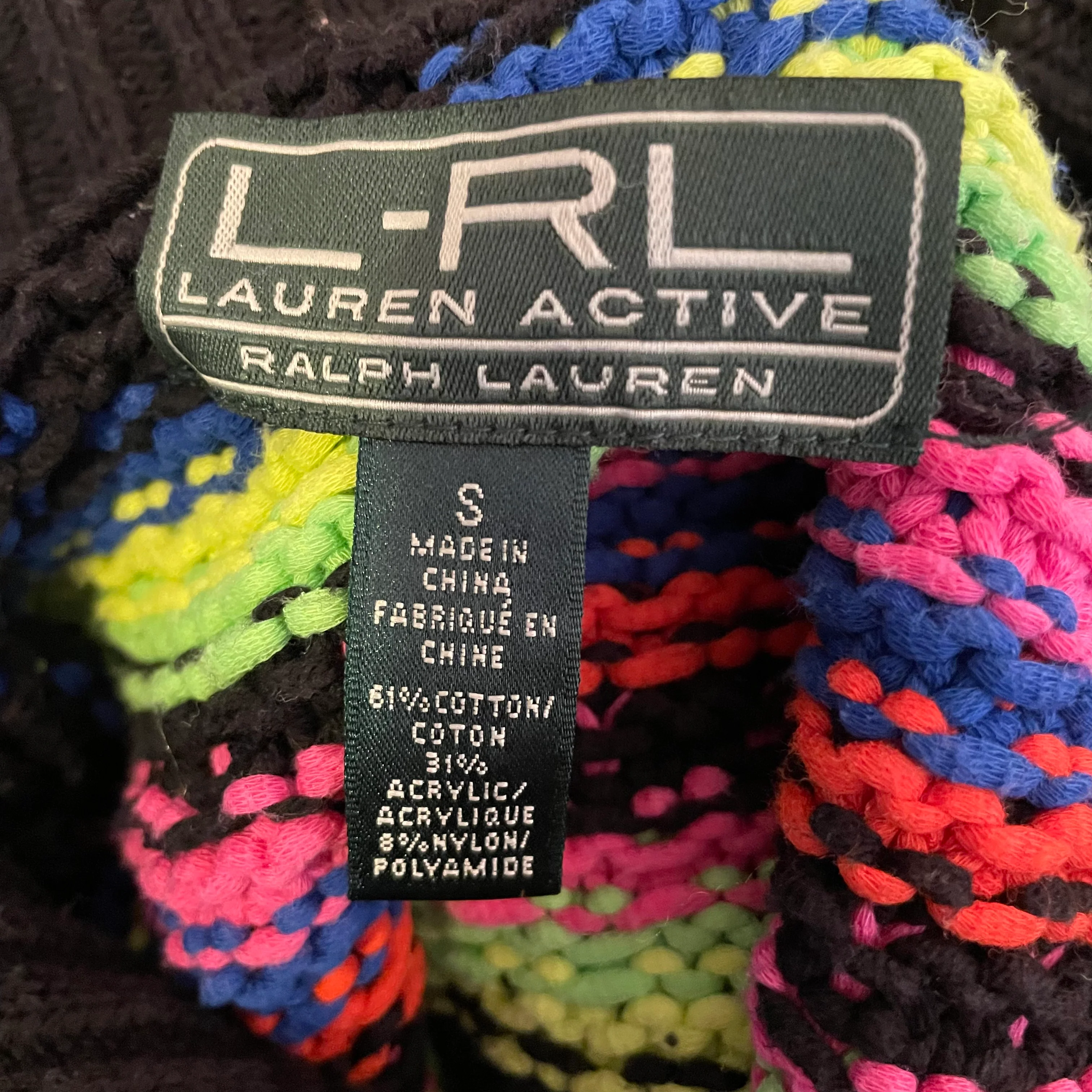 90s/00s Neon Fair Isle Cardigan Sweater By Ralph Lauren Active - Image 5