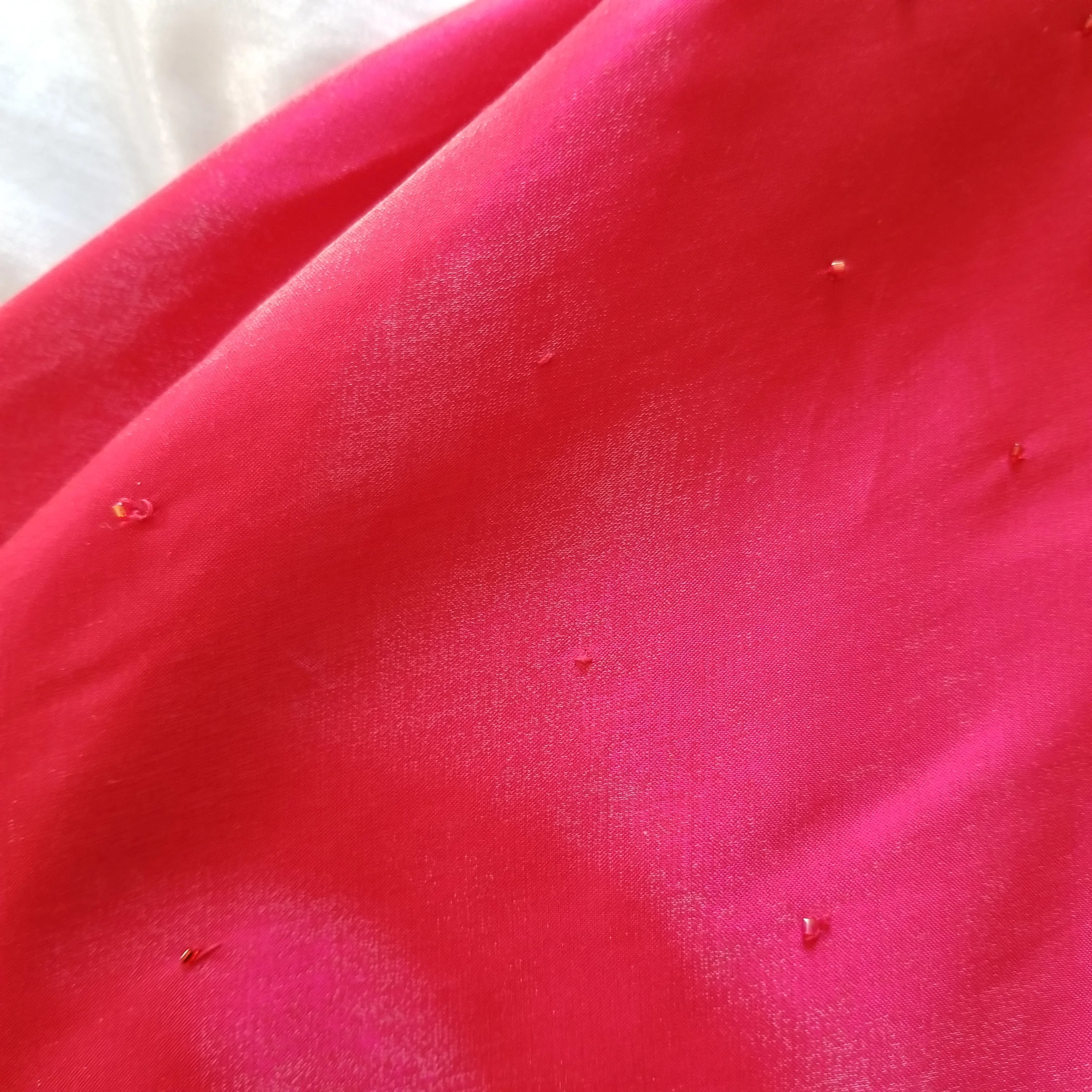 90s/00s Nwt Bias Cut Red Beaded Shimmer Gown With Shawl By Nightway - Image 11