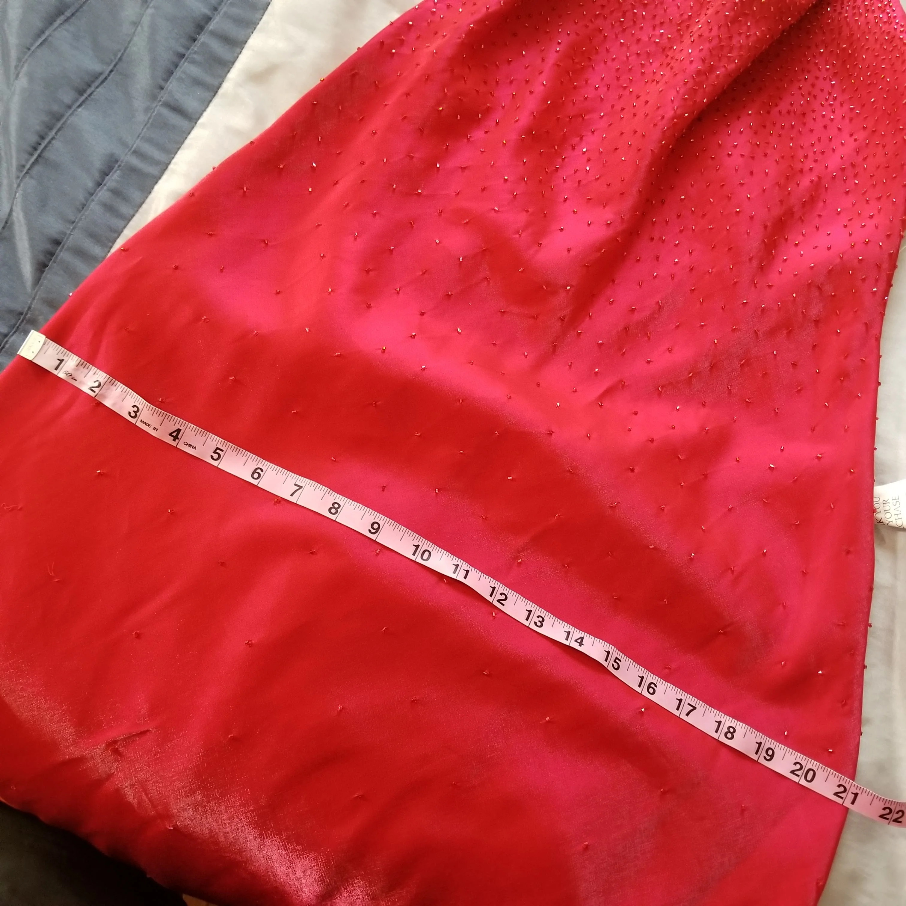 90s/00s Nwt Bias Cut Red Beaded Shimmer Gown With Shawl By Nightway - Image 7