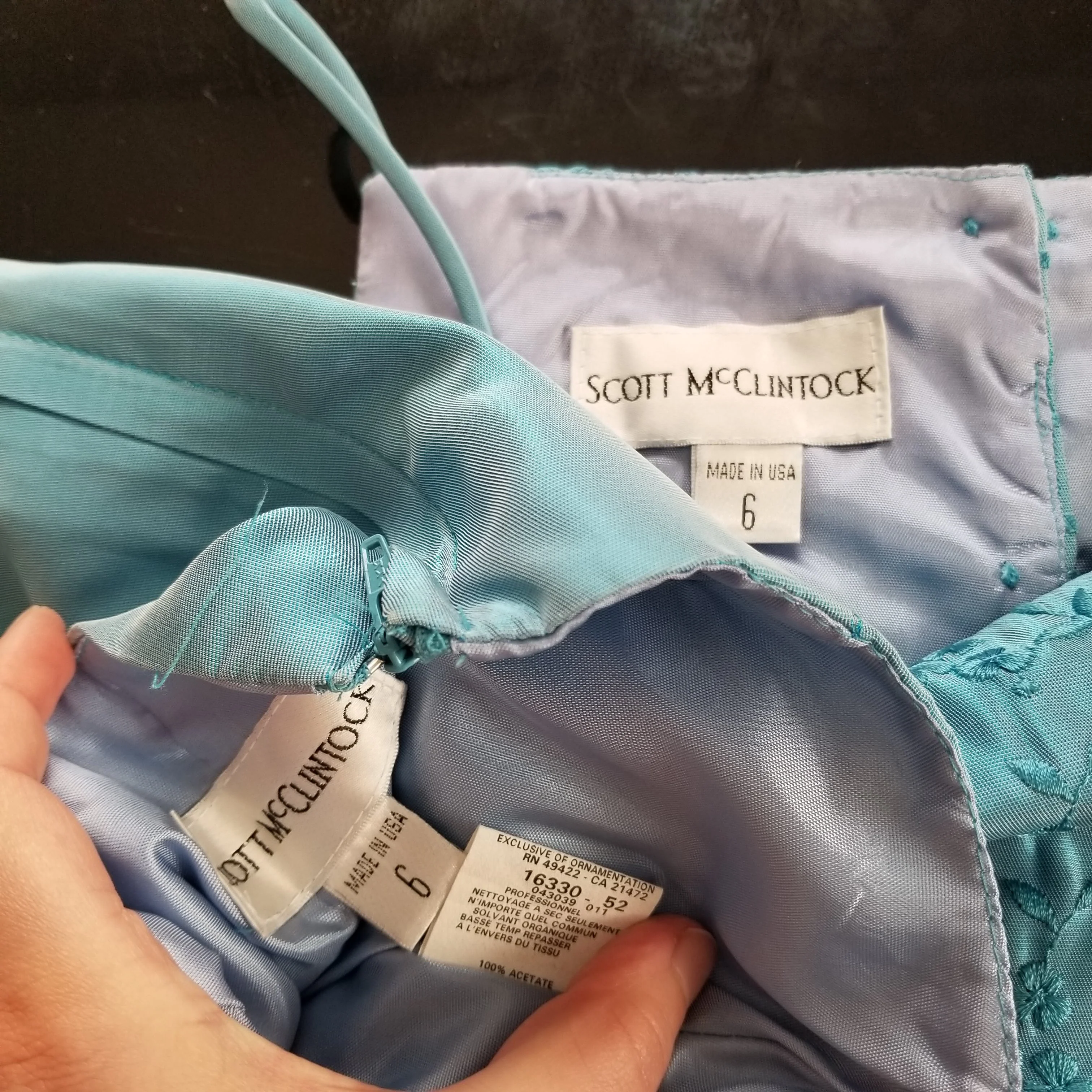 90s/00s Nwt Two Piece Taffeta Prom Gown Dress Light Blue By Scott McClintock - Image 5