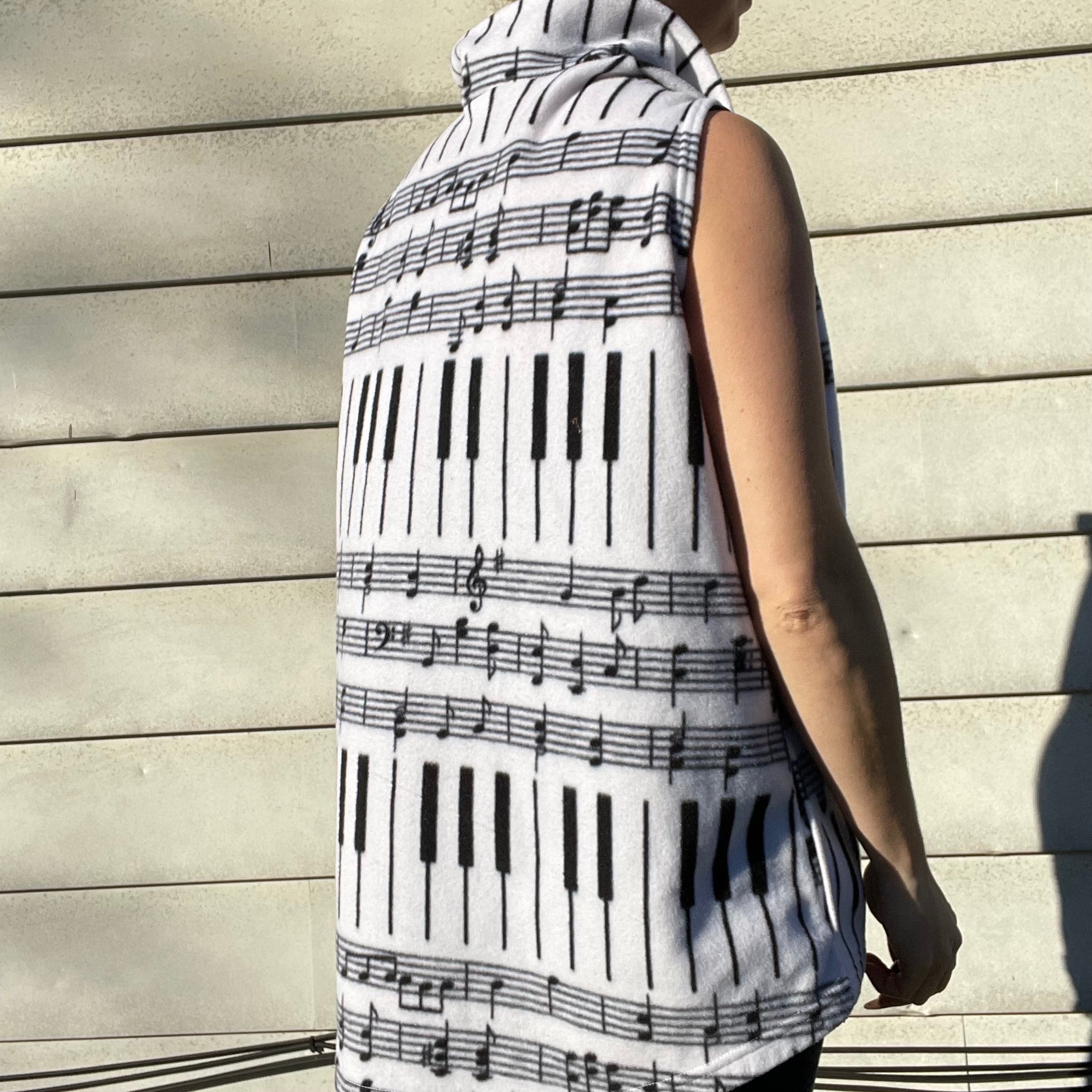 90s/00s Piano Zip Up Felt Vest With Pockets By Pfi - Image 5