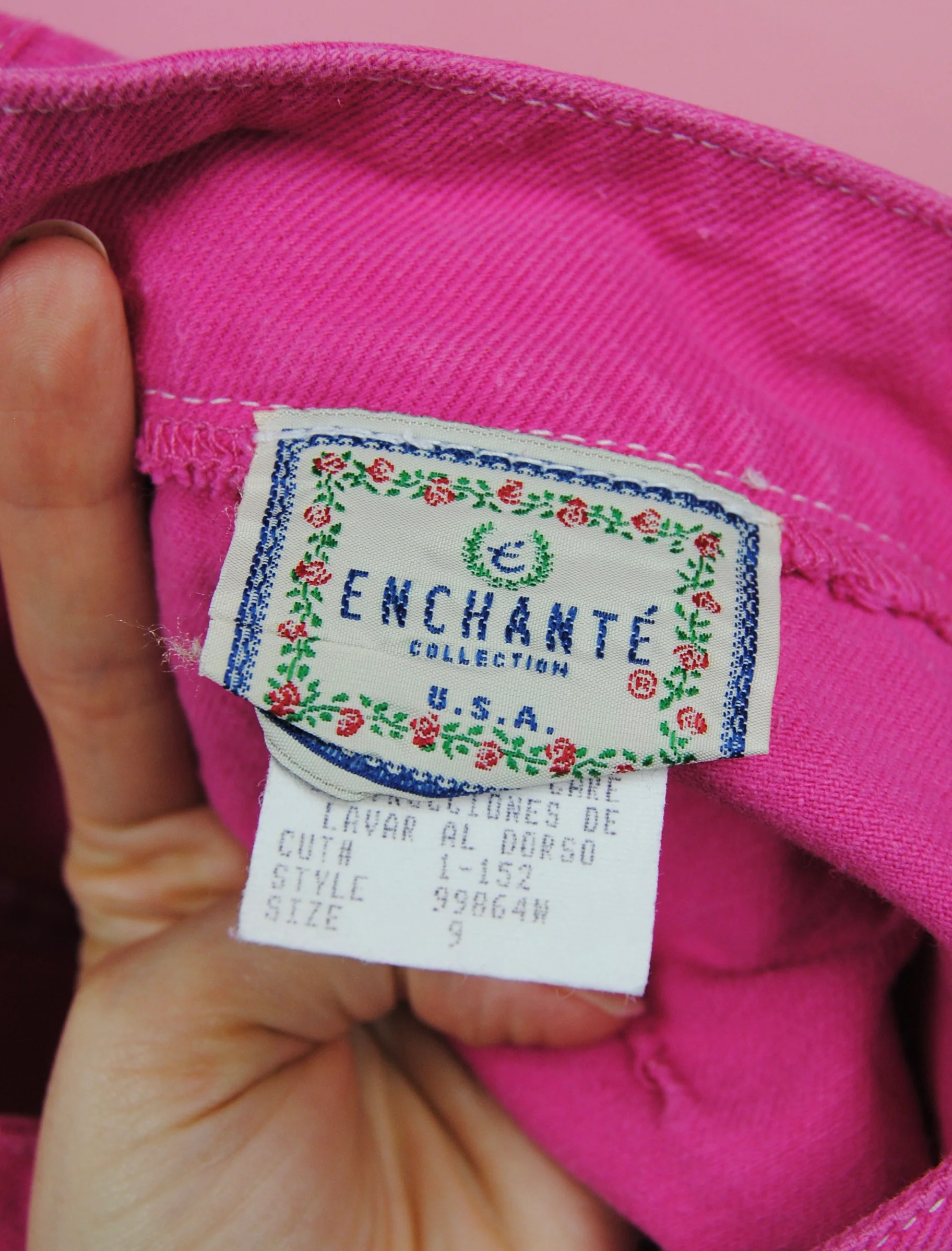 90s/00s Pink Denim Front Button Skirt By Enchante - Image 11