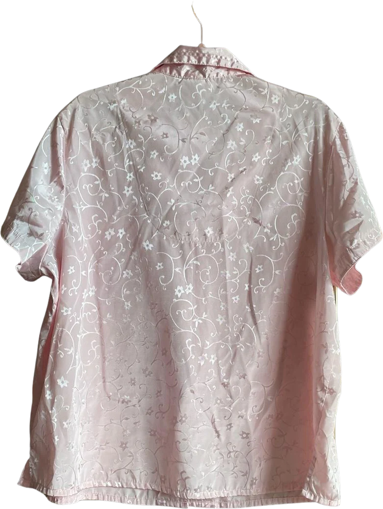 90s/00s Pink Floral Plus Size Volup Pajama Top Blouse - Image 2