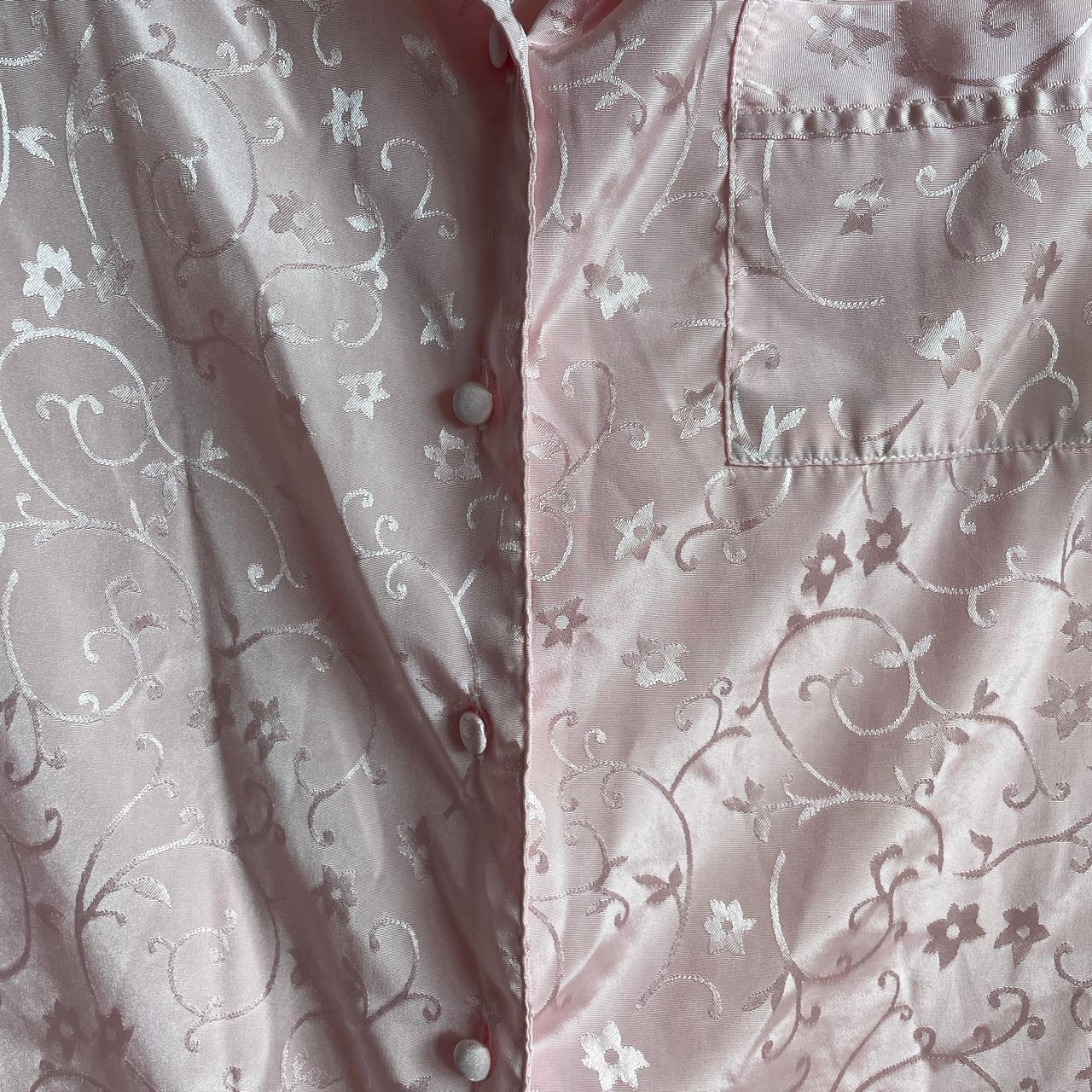 90s/00s Pink Floral Plus Size Volup Pajama Top Blouse - Image 4